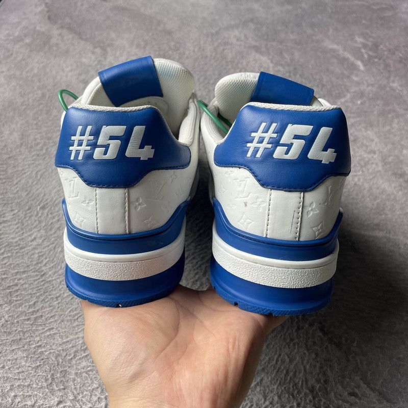 Louis Vuitton Louis Vuitton Low-Top Fashion Sneakers in White and Blue -2 Size US 8 / IT 38 - 3 Thumbnail