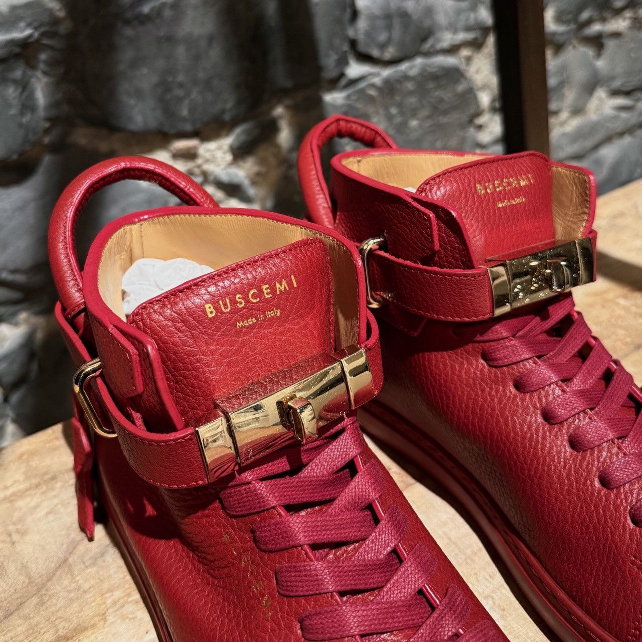 Buscemi Buscemi Red Leather 100MM High Top Sneakers Size US 9 / EU 42 - 4 Thumbnail