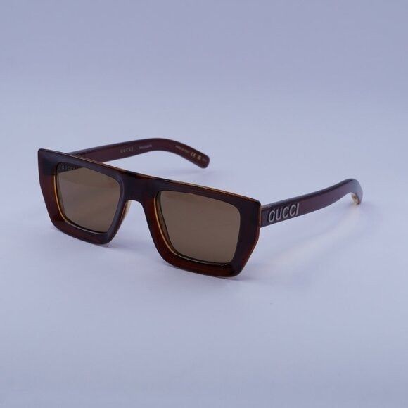 Gucci Gucci GG1723S 002 Sunglasses Transparent Brown Square Frame Size ONE SIZE - 1 Thumbnail