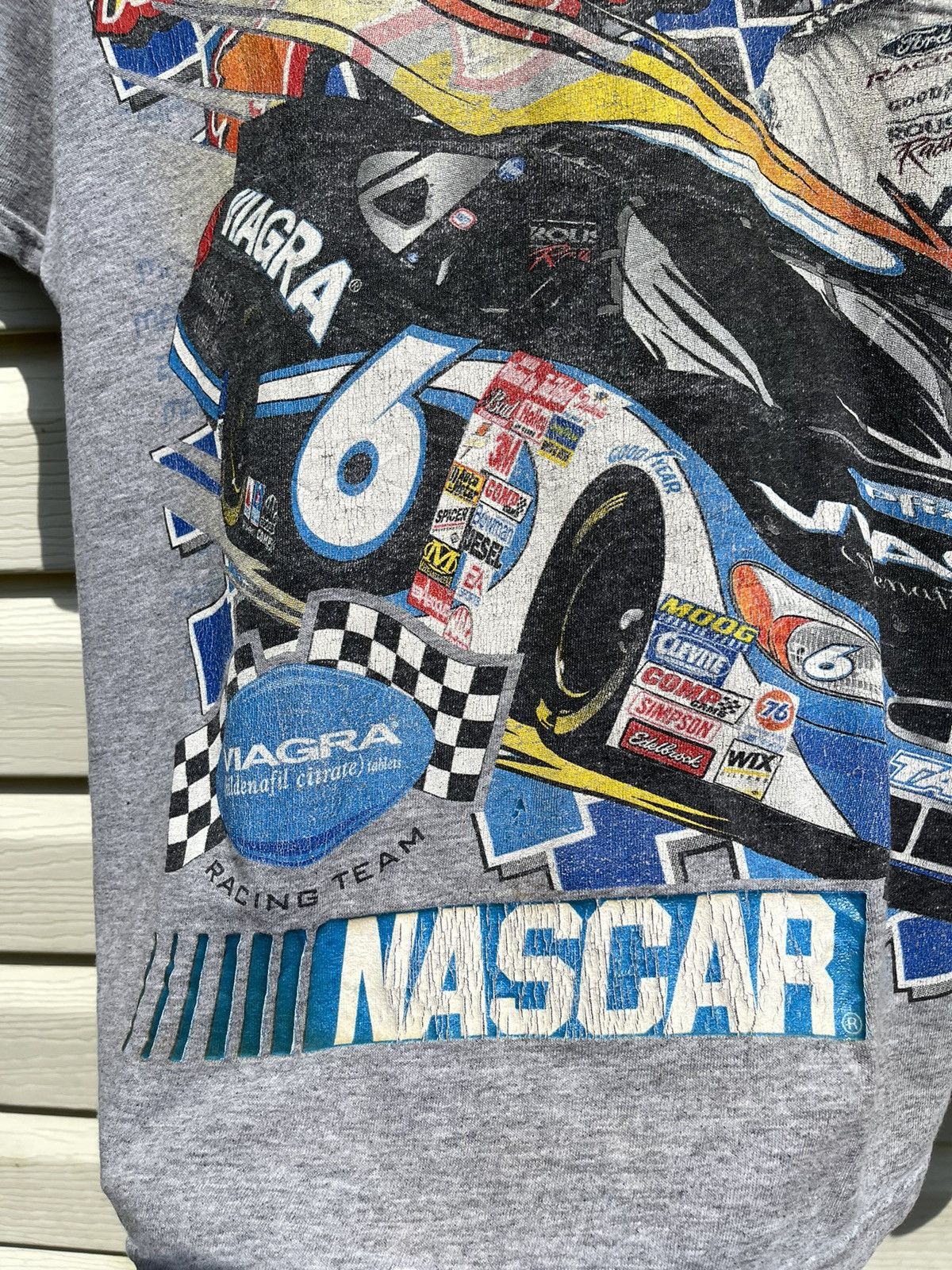 NASCAR 90s Viagra NASCAR Ford Racing Mark Martin Vintage Tee Shirt Size US XL / EU 56 / 4 - 7 Thumbnail