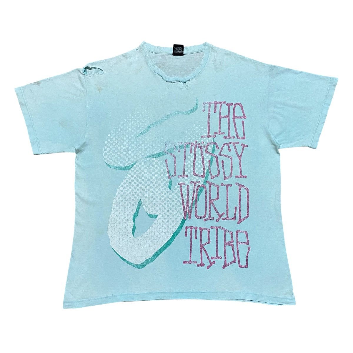 Stussy Rare‼️🔥Vintage Distress Stussy World Tribe Over Print T-Shirt Size US L / EU 52-54 / 3 - 1 Thumbnail