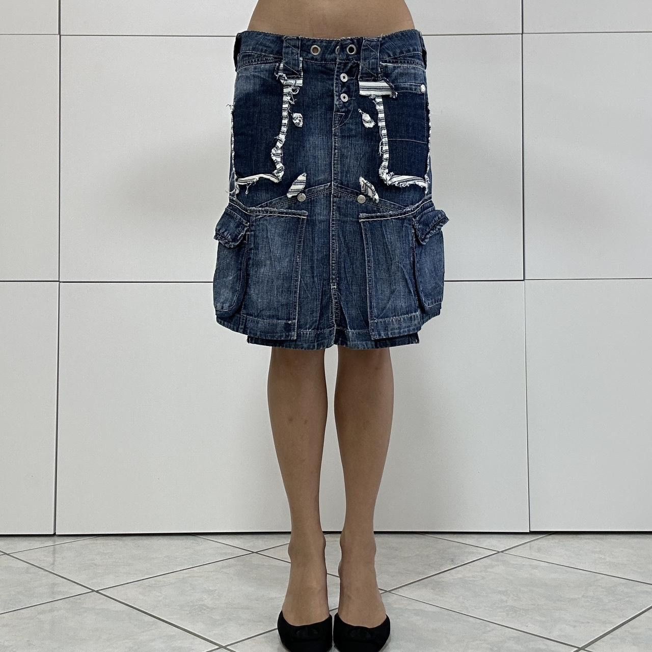 Marithe + Francois Girbaud VNTG M+Fg Y2K Distressed Ripped Pocket Grunge Cargo Skirt Size 27" / US 4 / IT 40 - 3 Thumbnail