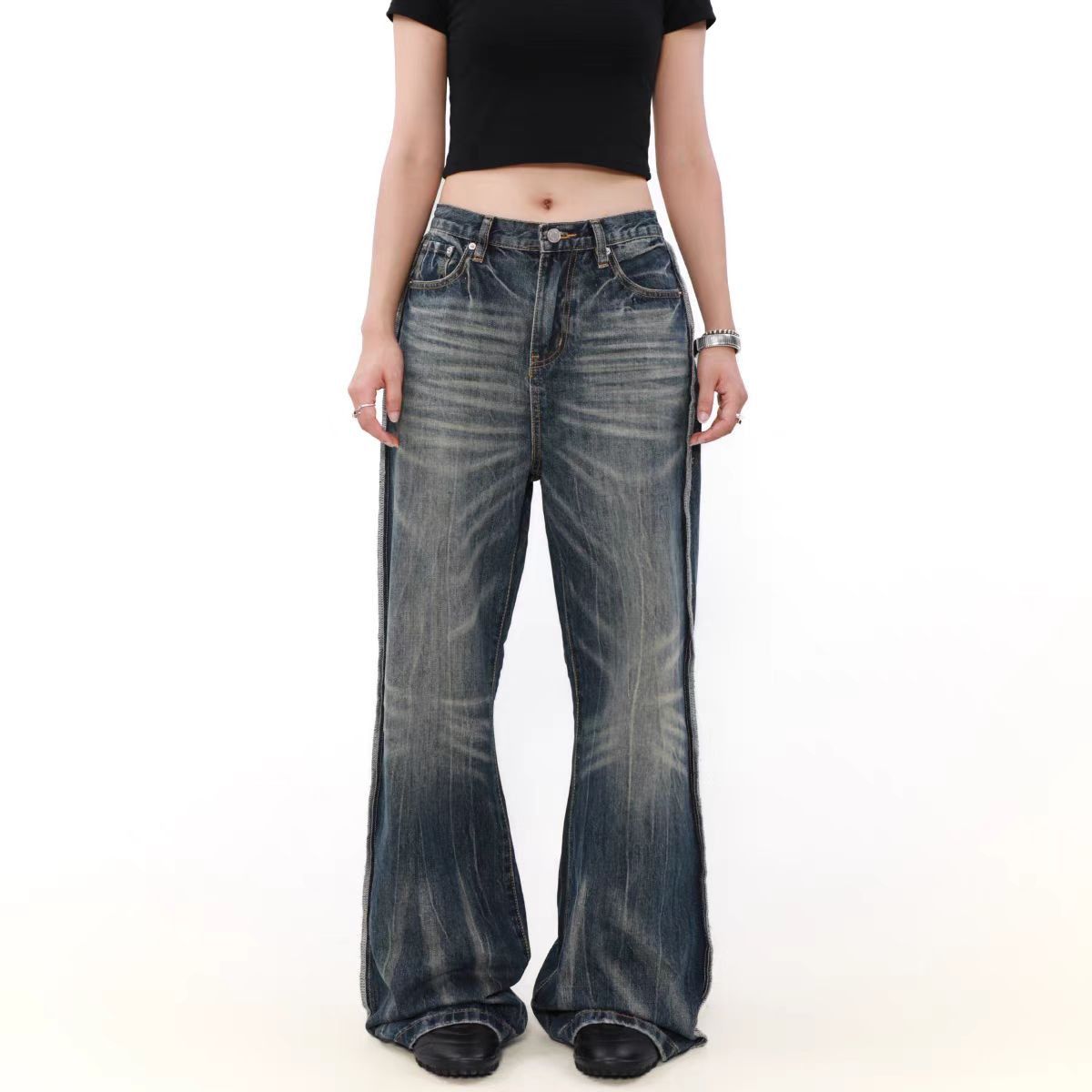 Japanese Brand × Jean Vintage washed micro flare jeans Size US 30 / EU 46 - 1 Thumbnail