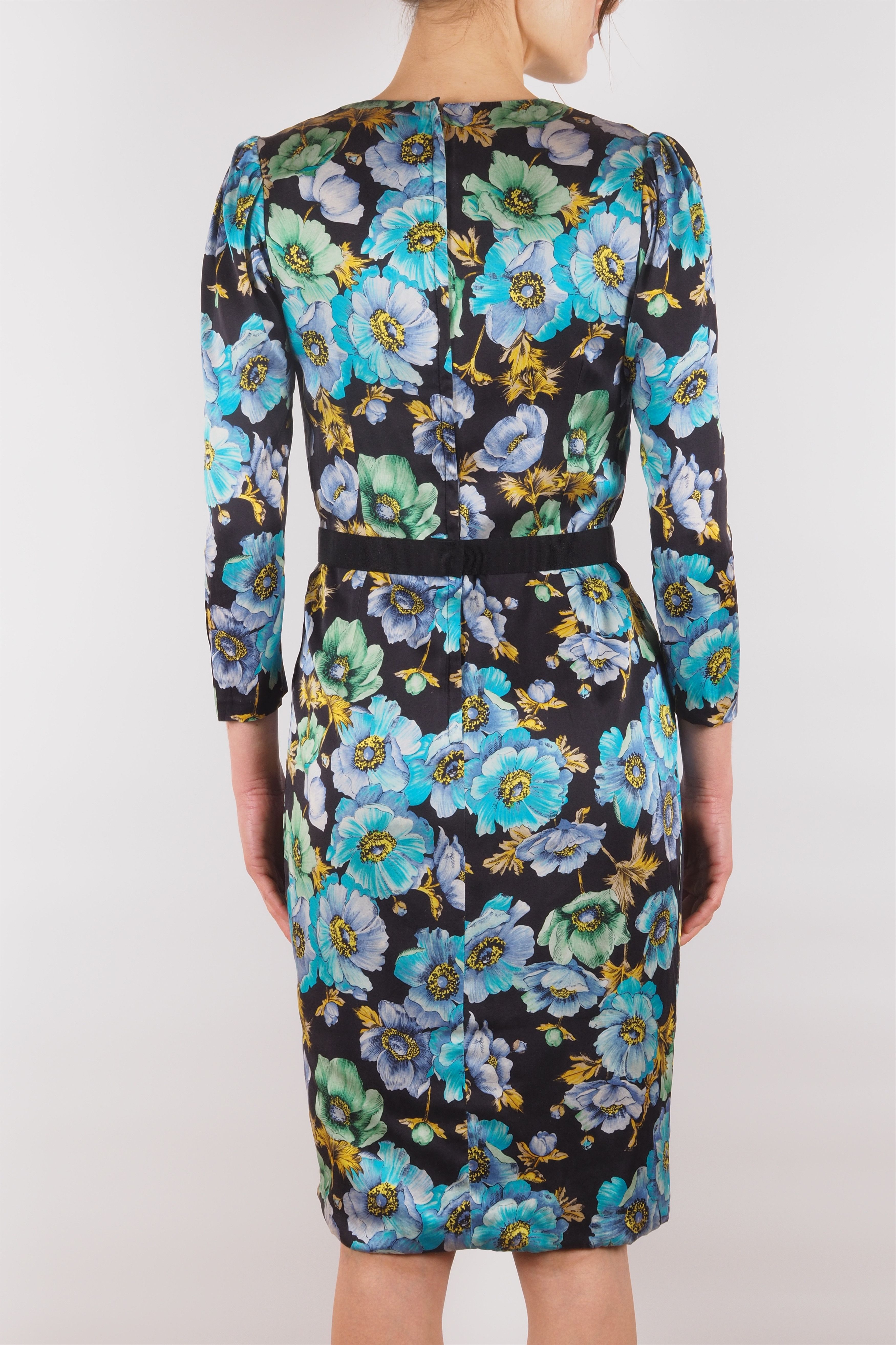Dolce & Gabbana Dolce & Gabbana Vintage Silk Blue Floral Sheath Wiggle Dress Size M / US 6-8 / IT 42-44 - 5 Thumbnail