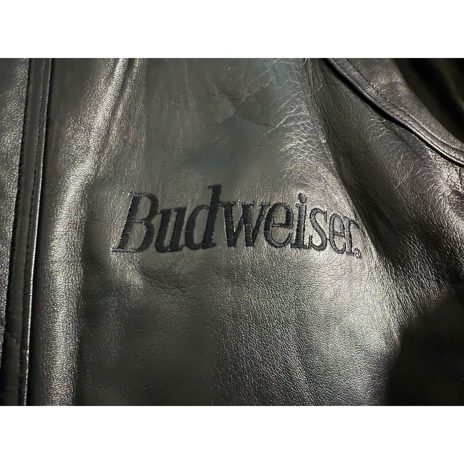Excelled Excelled Budweiser Genuine Lambskin Leather Bomber Jacket Size US L / EU 52-54 / 3 - 3 Thumbnail