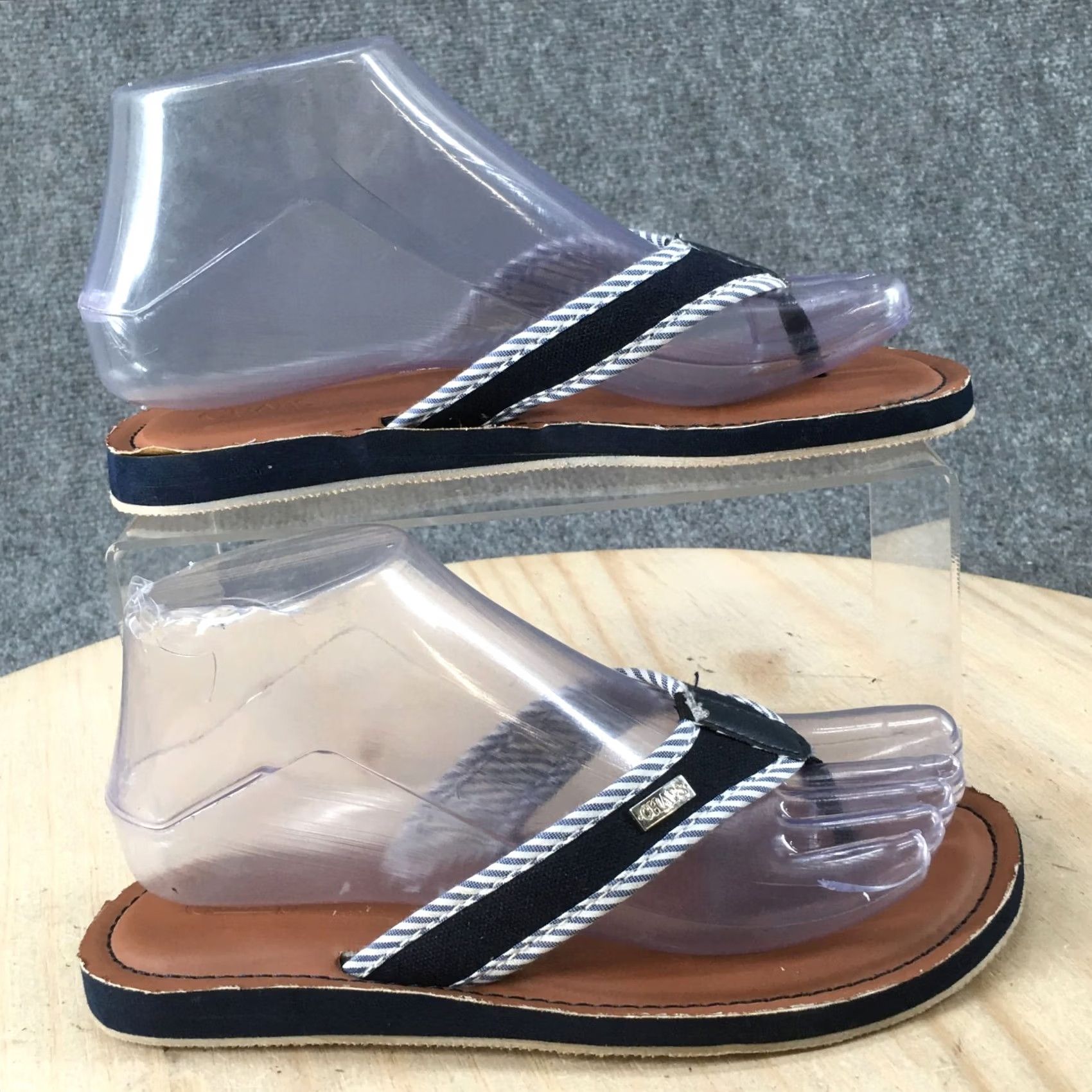 Chaps Chaps Sandals Womens 5-6 Casual Slip On Flip Flops Slippers Navy Blue Fabric Size US 6 / IT 36 - 2 Thumbnail