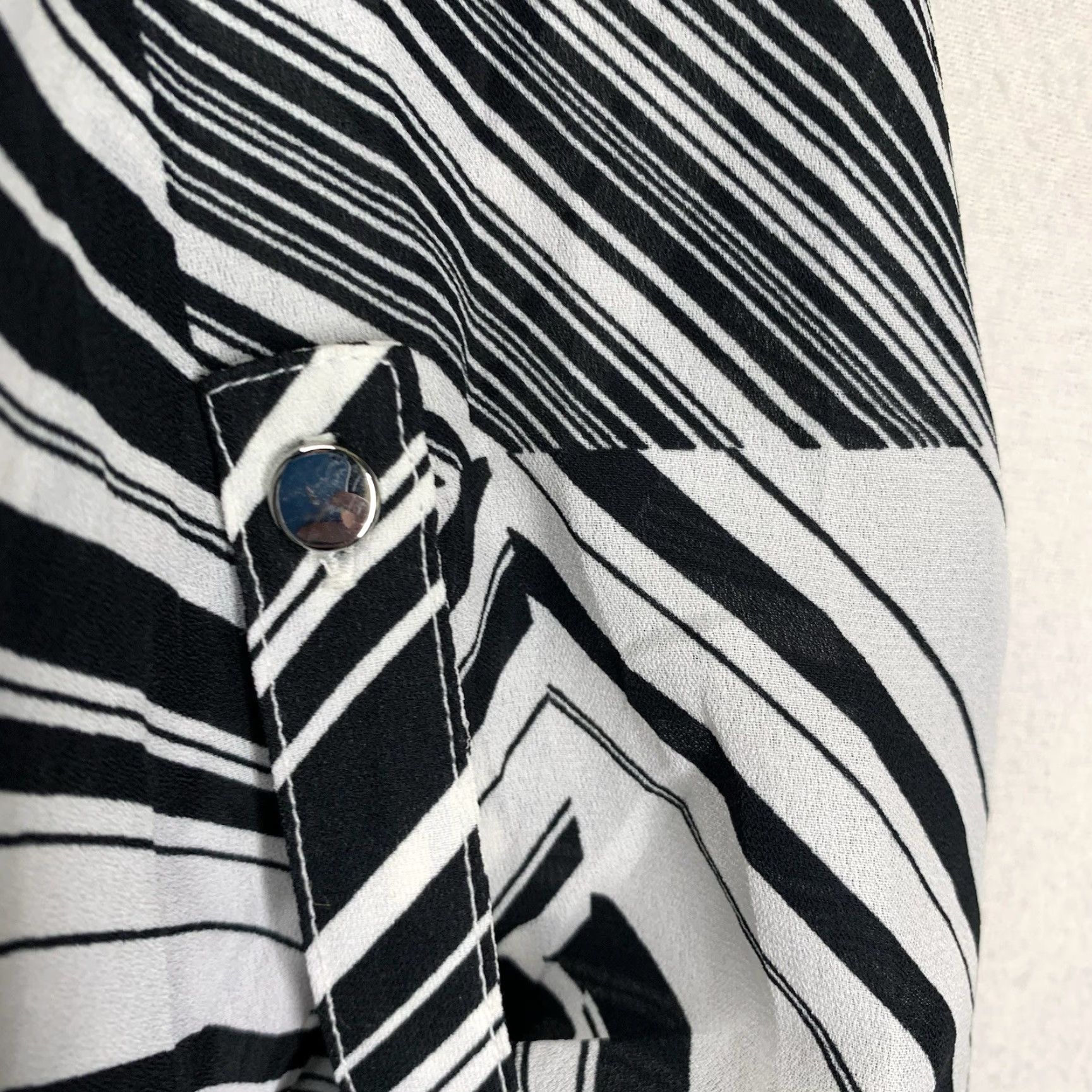 Vintage Geometric Boho Women's 2X Top Black & White Relaxed Sheer Flowy Size XXL / US 16-18 / IT 52-54 - 7 Thumbnail