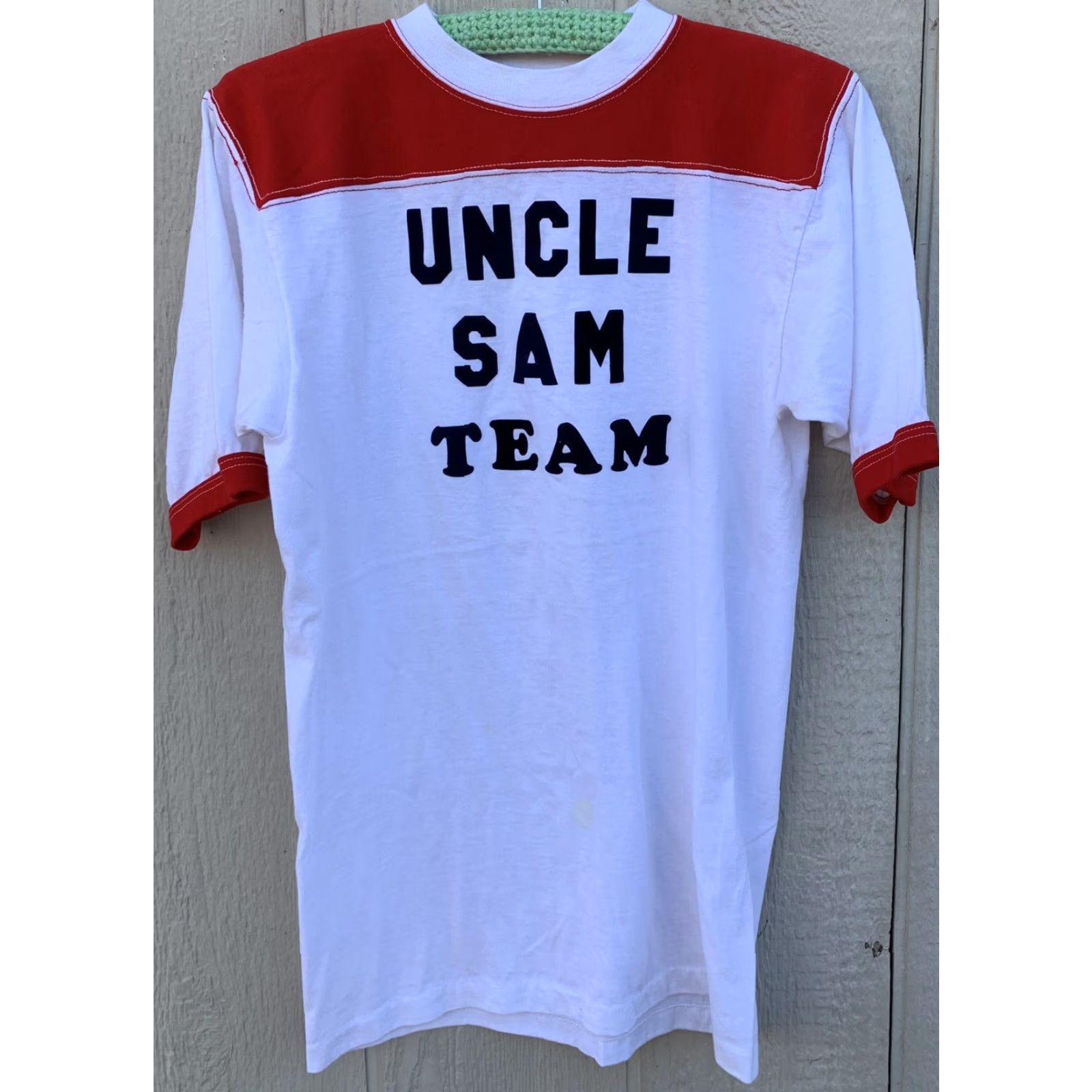 Vintage VINTAGE Uncle Sam Team iron on lettering jersey style t shirt tee size M L Size US M / EU 48-50 / 2 - 3 Thumbnail