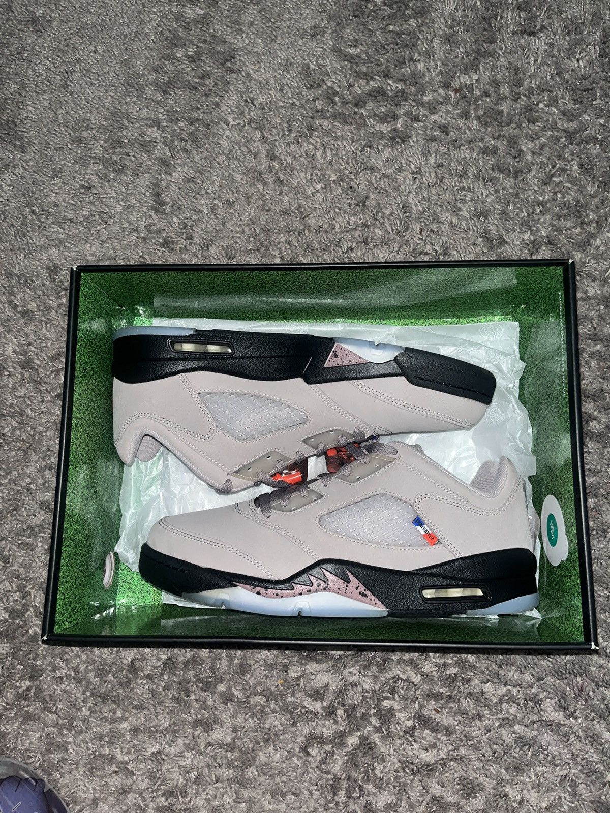 image of Jordan Brand 5 Low Psg Shoes in Grey, Men's (Size 10.5)