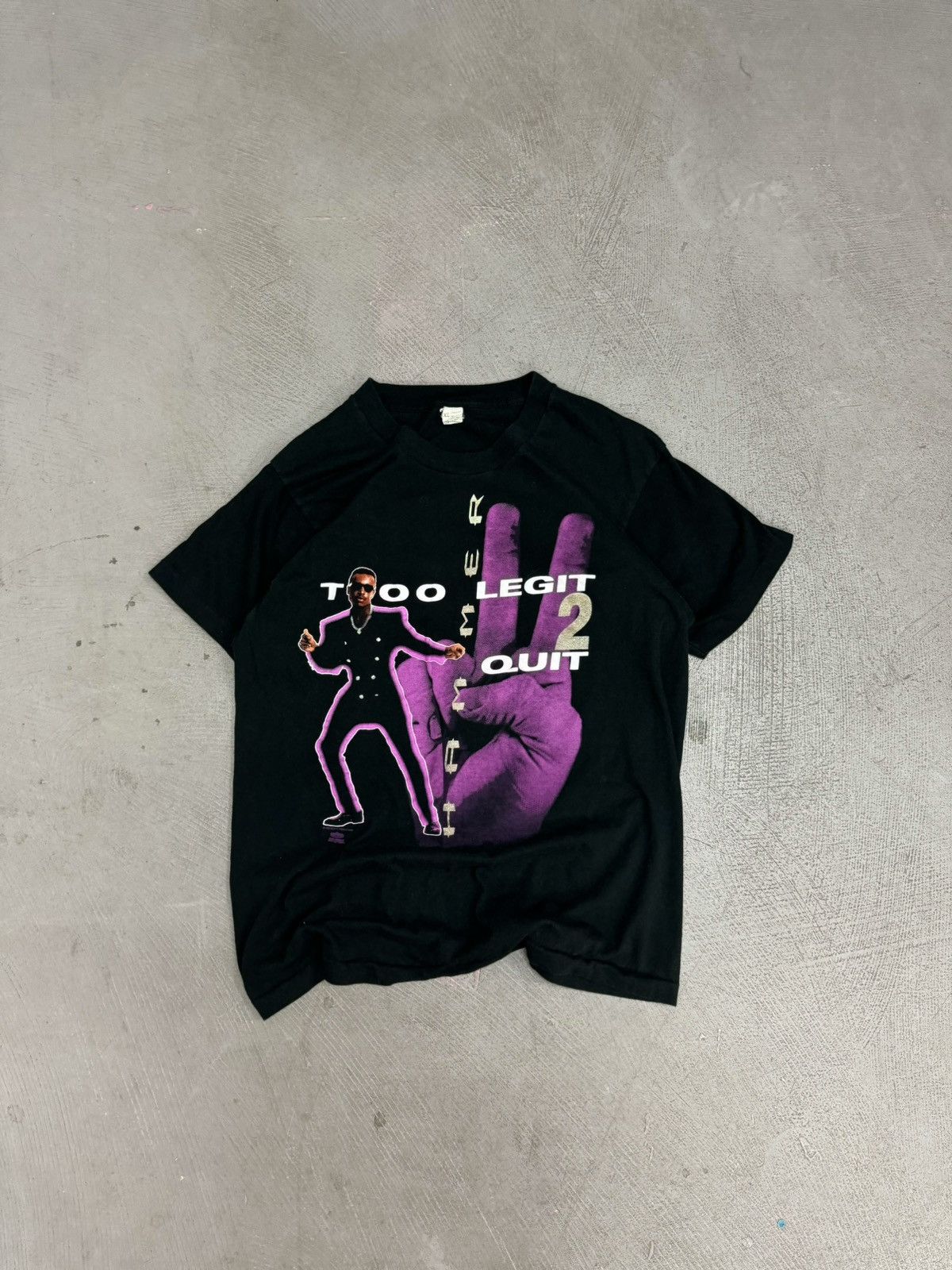 image of Made In USA x Rap Tees 1992 Mc Hammer Tee in Black, Men's (Size Large)