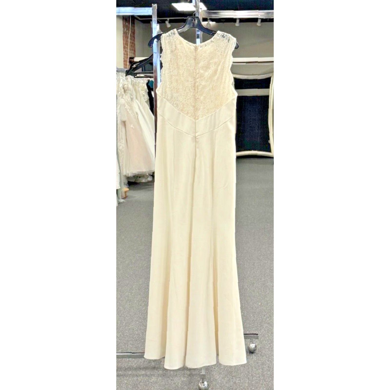 Vintage DESSY Maxi Dress Gown Ivory Lace Back Sleeveless Zip Crew Neck 12 Bridesmaid Party/Cocktail Womens Size XL / US 12-14 / IT 48-50 - 8 Thumbnail