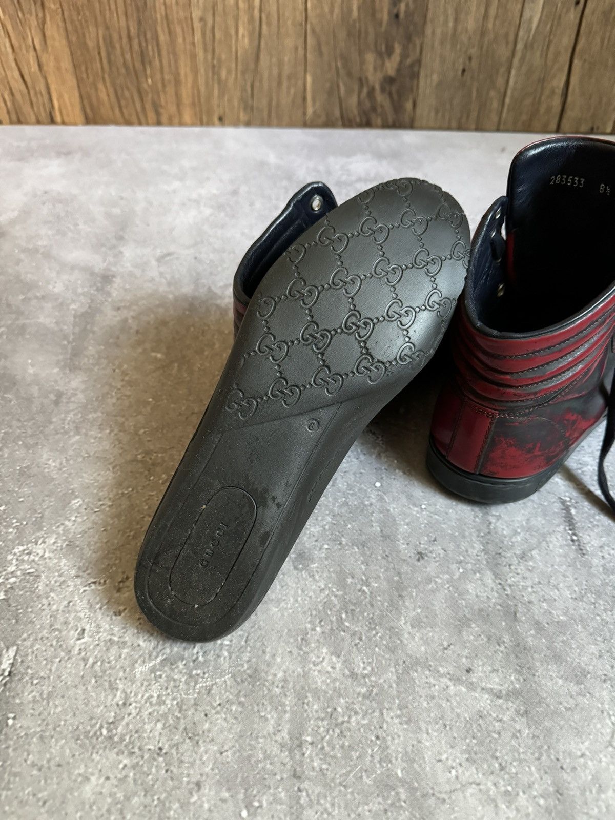 Gucci Gucci ‘GG’ Logo Black/Red High-Top Sneakers Size US 9.5 / EU 42-43 - 13 Thumbnail