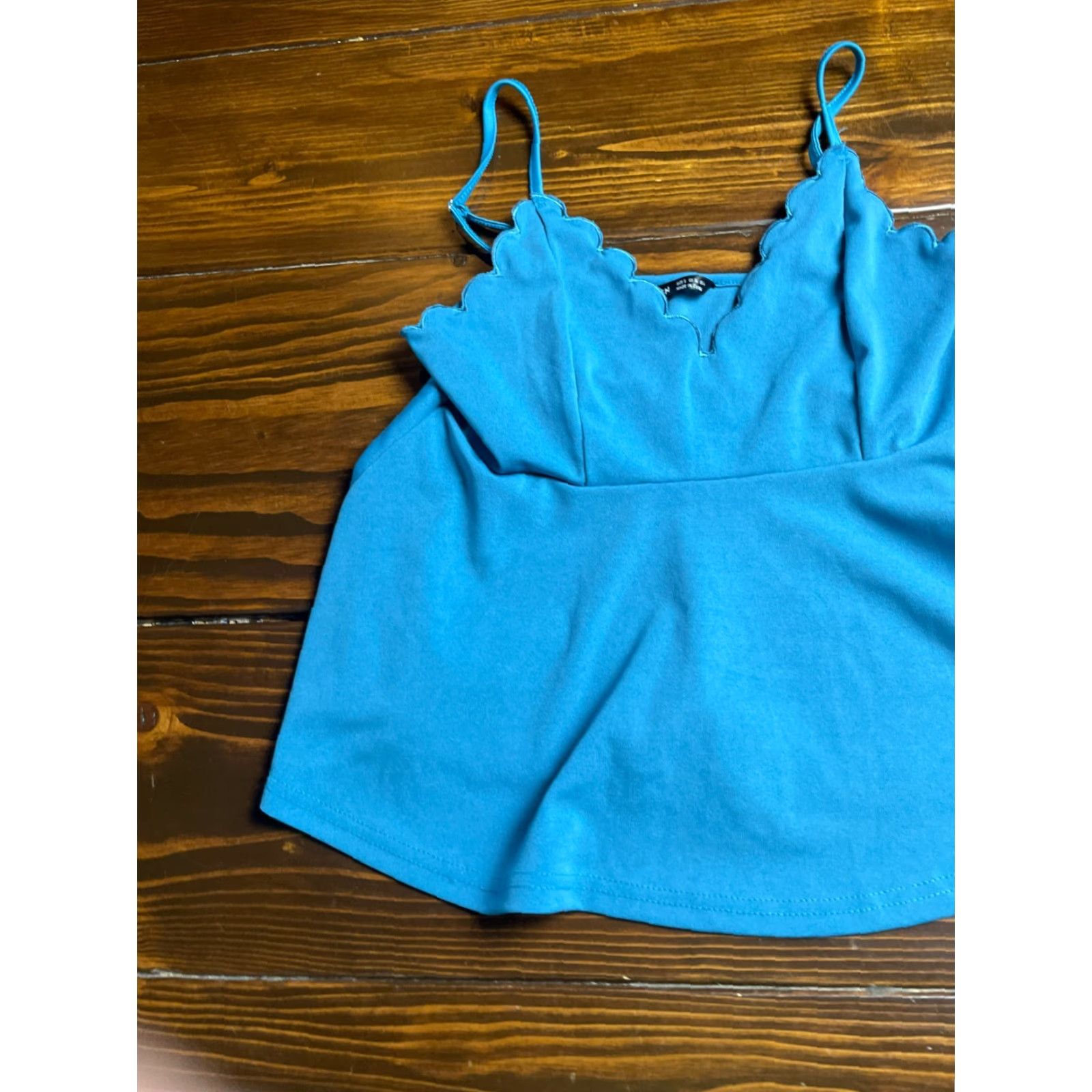 Shein SheIn Tank Top Women’s Size Small Blue Sleeveless Scalloped Neckline Tank Size S / US 4 / IT 40 - 3 Thumbnail