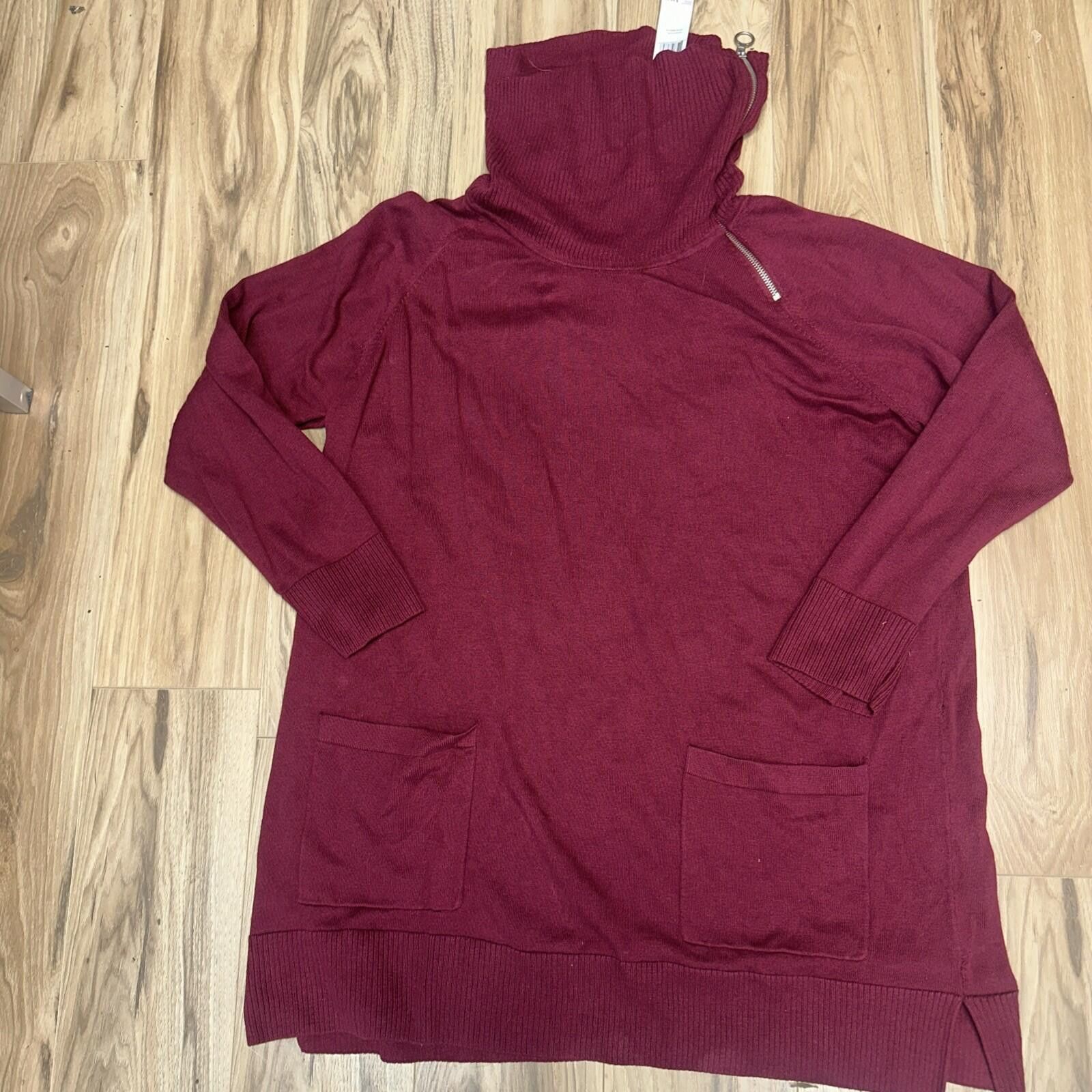Other Turtle Neck Burgundy Zipper Neck Long Sleeve Sweater Size 1X Size XL / US 12-14 / IT 48-50 - 1 Thumbnail