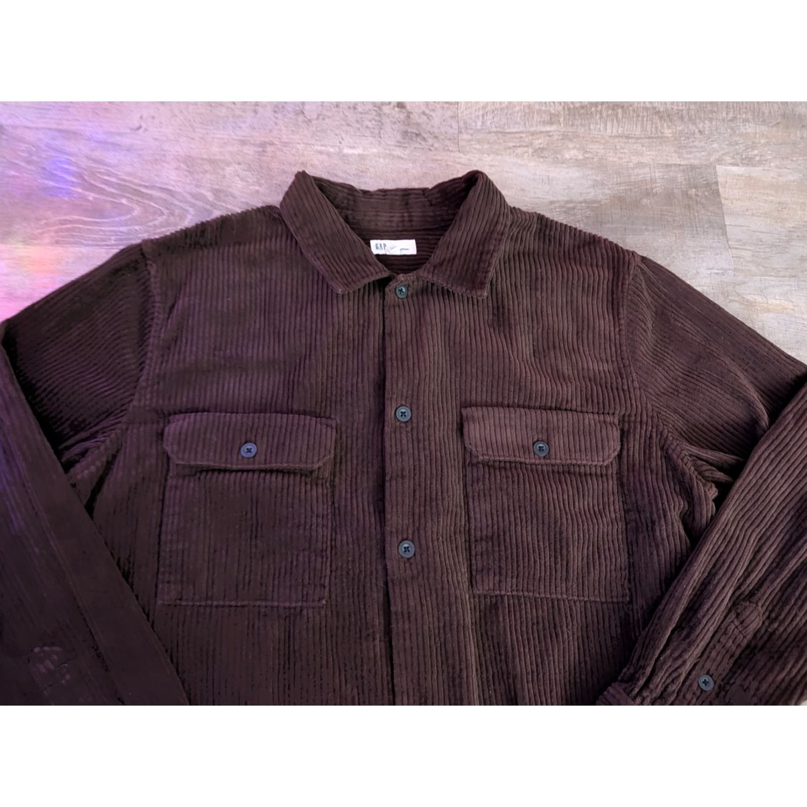 Gap Gap Corduroy Overshirt Mens XL Thick Wale Cord Brown Button Up EUC Size US XL / EU 56 / 4 - 2 Thumbnail