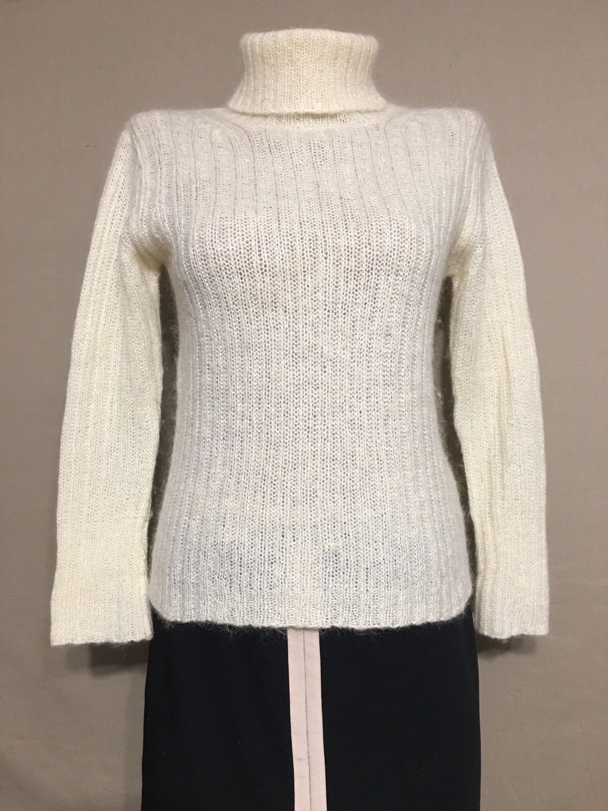 Kumikyoku Mohair Nylon Knit Ivory Sweater Small