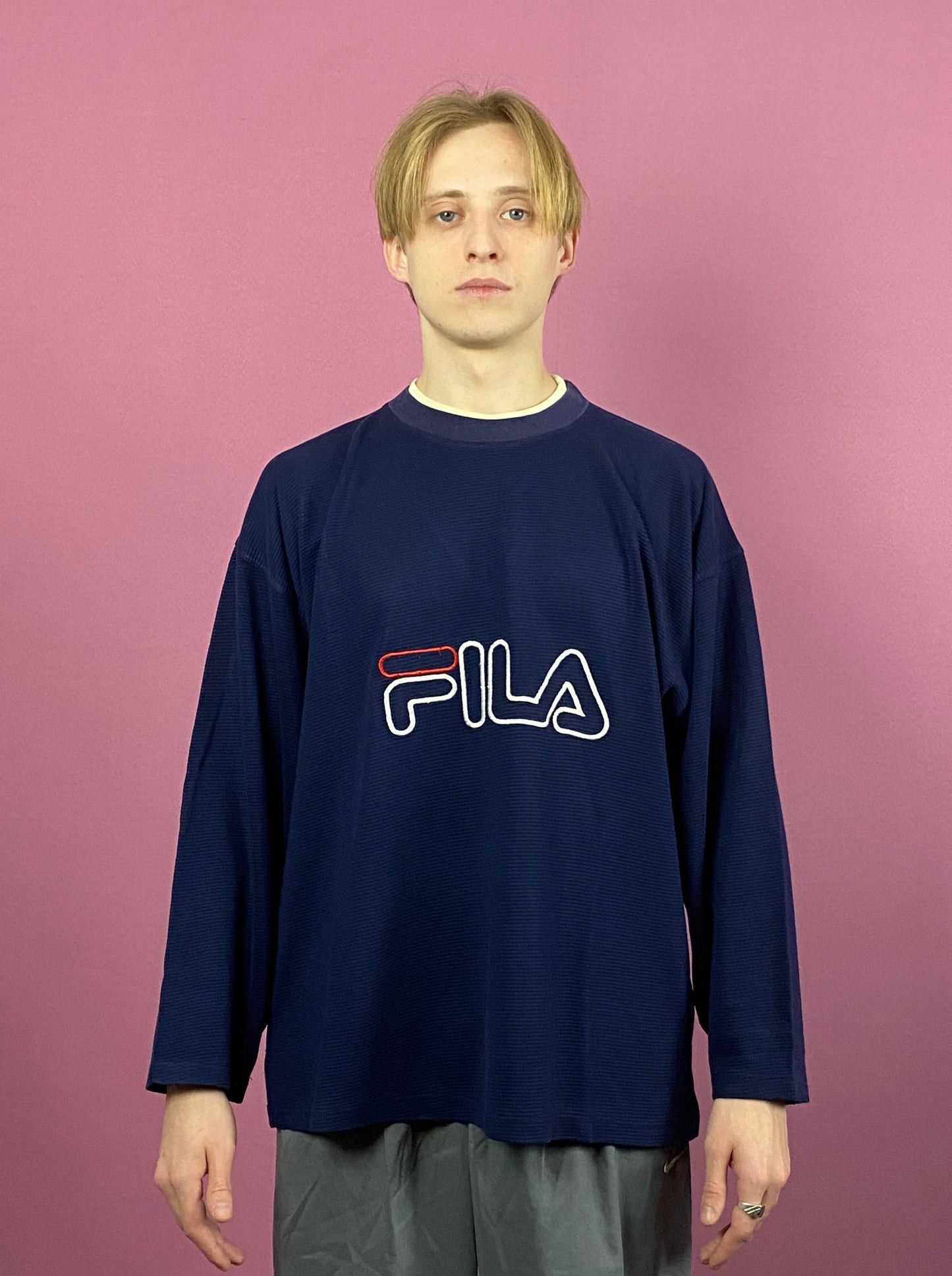 Fila × Vintage Fila Big Logo Vintage Men's Oversize Long Sleeve - S Size US S / EU 44-46 / 1 - 1 Thumbnail