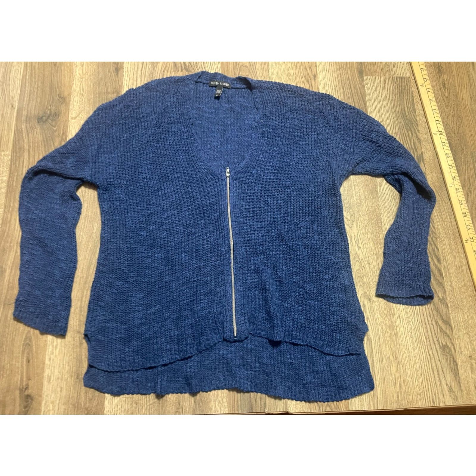 Eileen Fisher VINTAGE? Actually not vintage. Eileen Fisher Sweater Women Size Small Blue Full Zip Long Sleeve Knit Shirt? Size S / US 4 / IT 40 - 2 Thumbnail