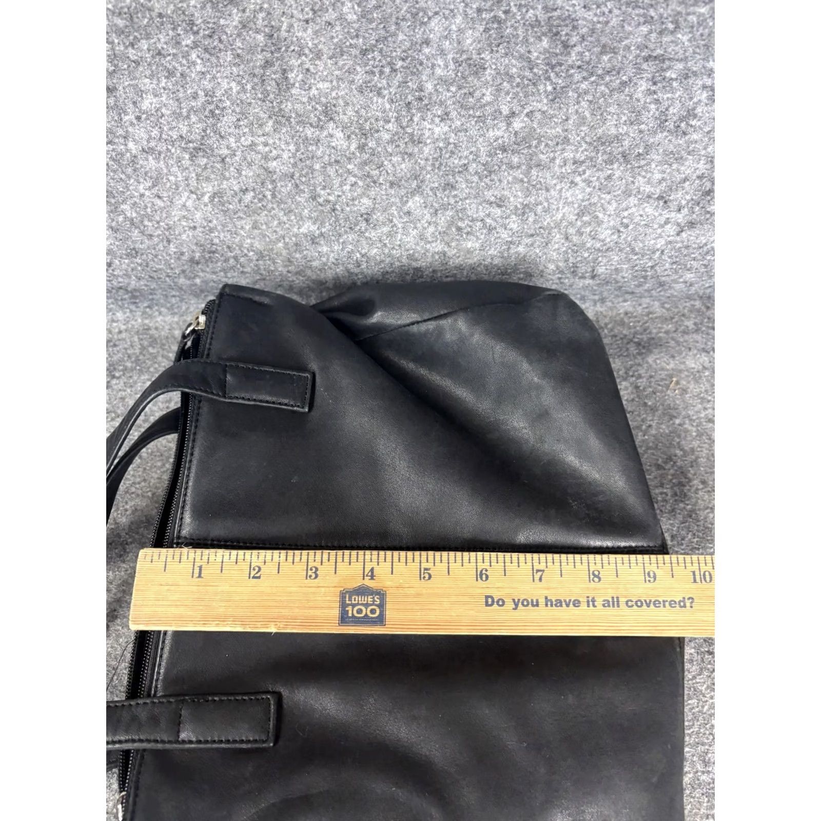 Vintage STONE MOUNTAIN Leather Shoulder Bag Tote Womens Black Zip Pockets Organizer Large Size ONE SIZE - 5 Thumbnail