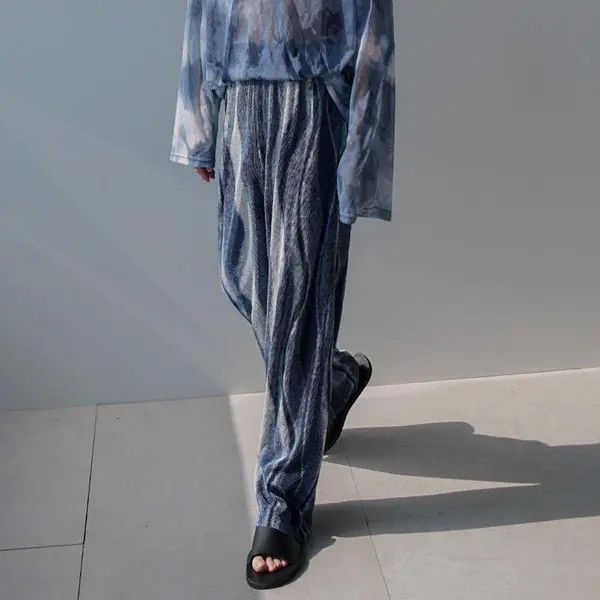 VIBE Raw Edge Blue Stripped Pants Sweatpants Joggers Size US 30 / EU 46 - 4 Thumbnail