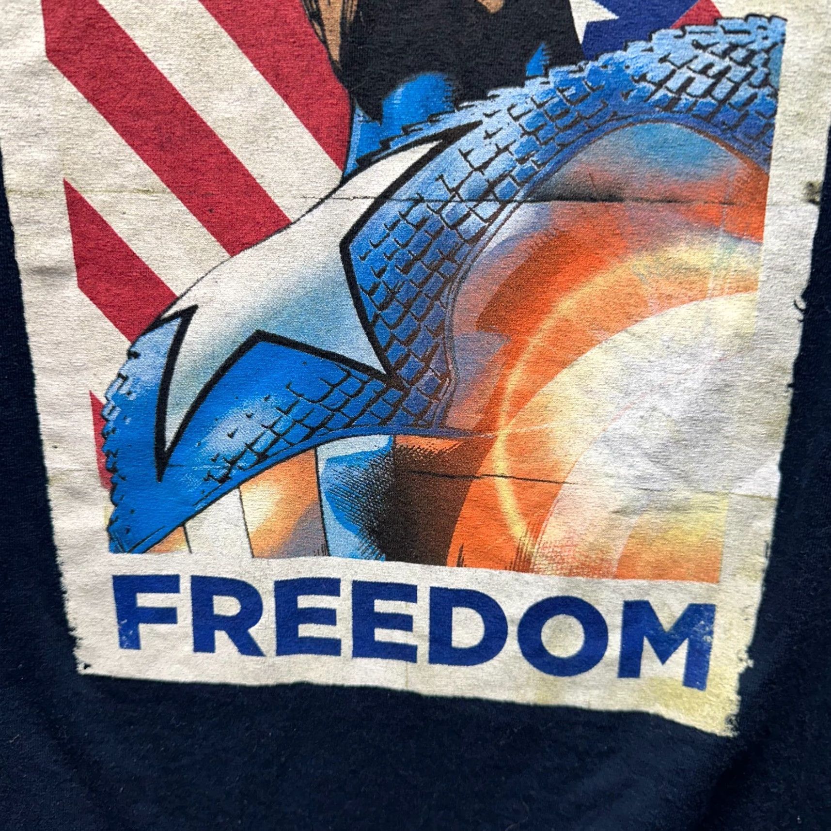 Vintage Captain America Shirt Adult 2XL Blue Marvel Comics Mens T-Shirt Short Sleeve Crew Neck Cotton Logo Pattern Solid Size US XXL / EU 58 / 5 - 4 Thumbnail