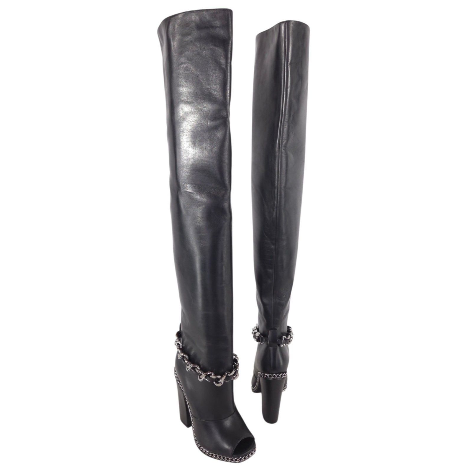 Balmain Balmain Chain Peep Toe Over The Knee Boots US 7.5 IT 37.5 W Size US 7.5 / IT 37.5 - 2 Thumbnail