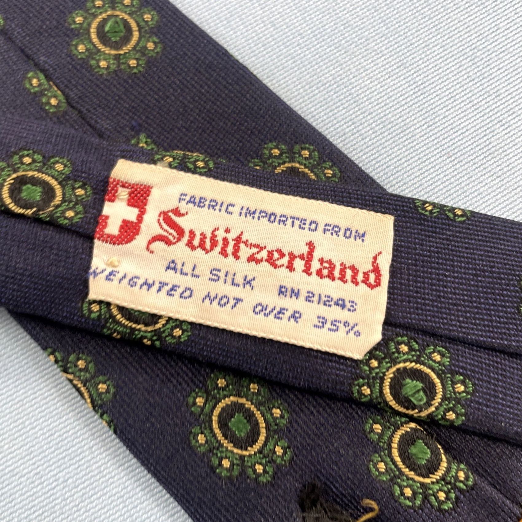 Vintage VINTAGE Reichardt's All Silk Tie Neat Woven Geometry Foulard Blue 3x55 Necktie Capsule 1940s 1950s 1960s Men Size ONE SIZE - 7 Thumbnail