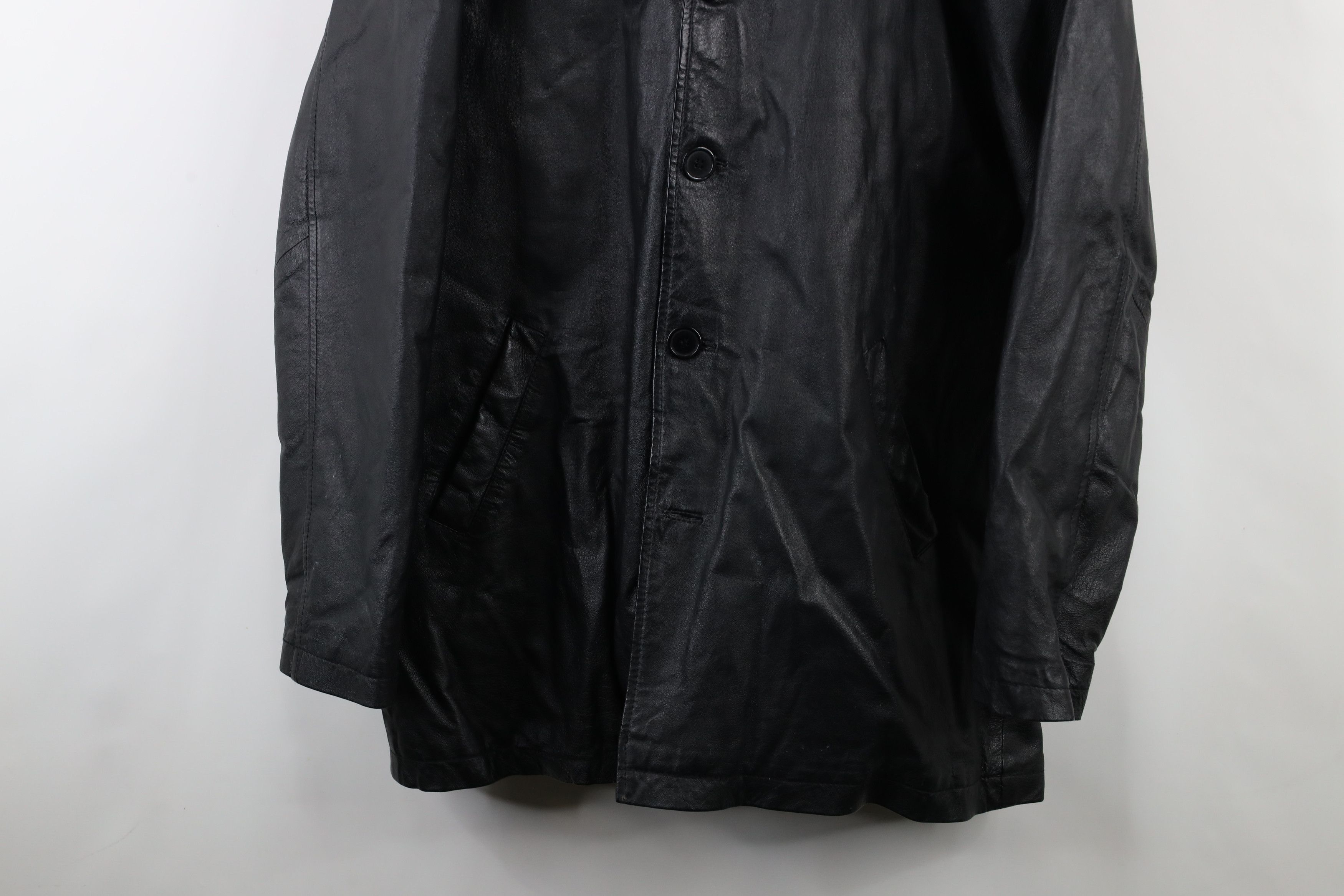 Vintage Vintage 90s Streetwear Leather Full Button Jacket Black Size US M / EU 48-50 / 2 - 3 Thumbnail