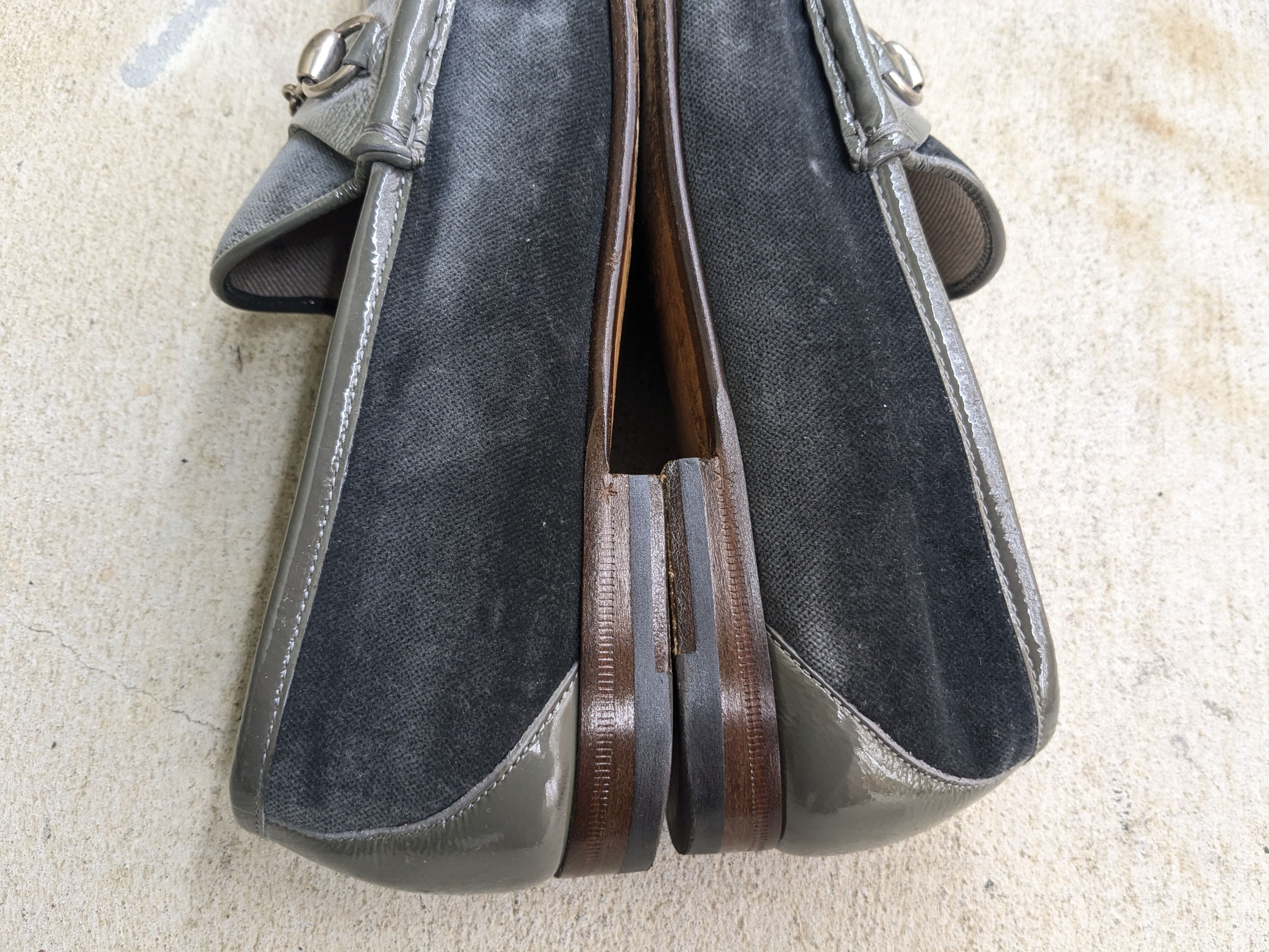 Gucci Gucci Horsebit Loafers Gray Velvet Patent Leather 9.5 Size US 9.5 / EU 42-43 - 8 Thumbnail