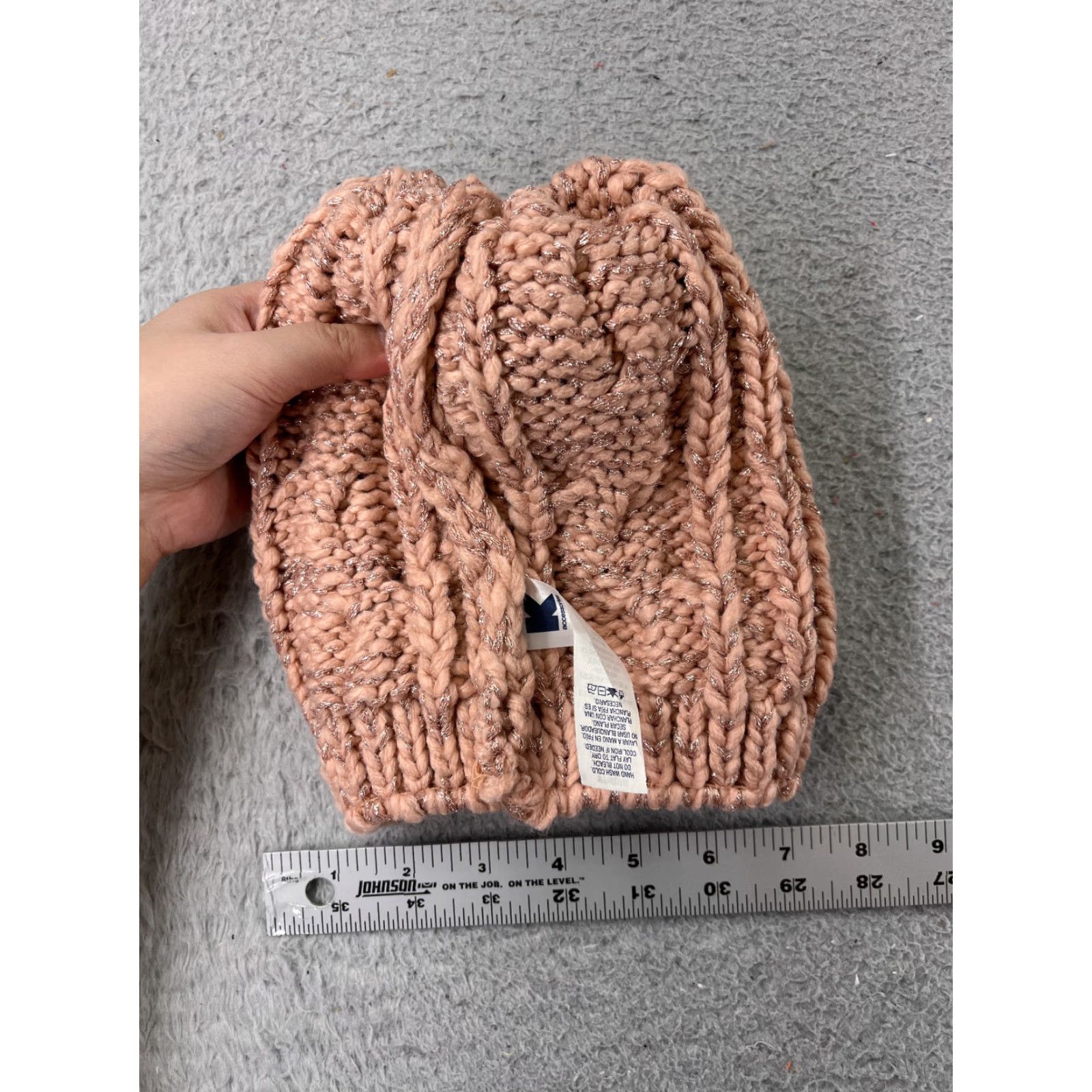 Vintage K Accessories Beanie Winter Knit Pom Womens One Size Pink Sparkly Metallic Acrylic Blend Ski Outdoor Hat Womens Size ONE SIZE - 6 Thumbnail