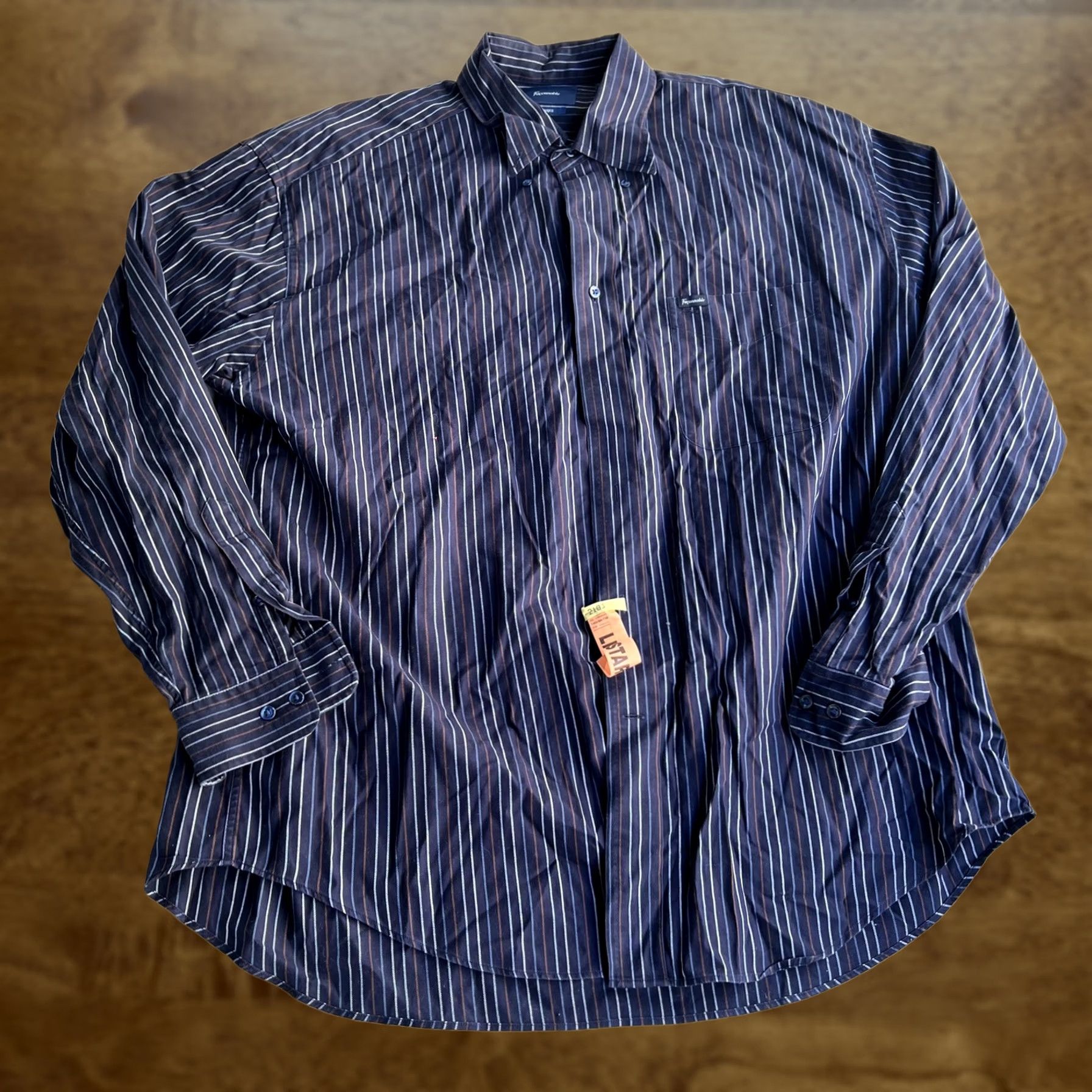 Faconnable Faconnable Classique Mens XL Blue Stripe Long Sleeve Button Up Shirt Cotton Size US XL / EU 56 / 4 - 1 Thumbnail