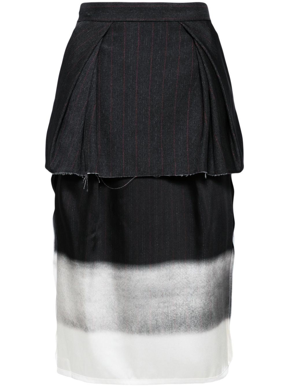 Maison Margiela o1y0625 Midi Skirt in Black/Cream Size 27" / US 4 / IT 40 - 1 Thumbnail