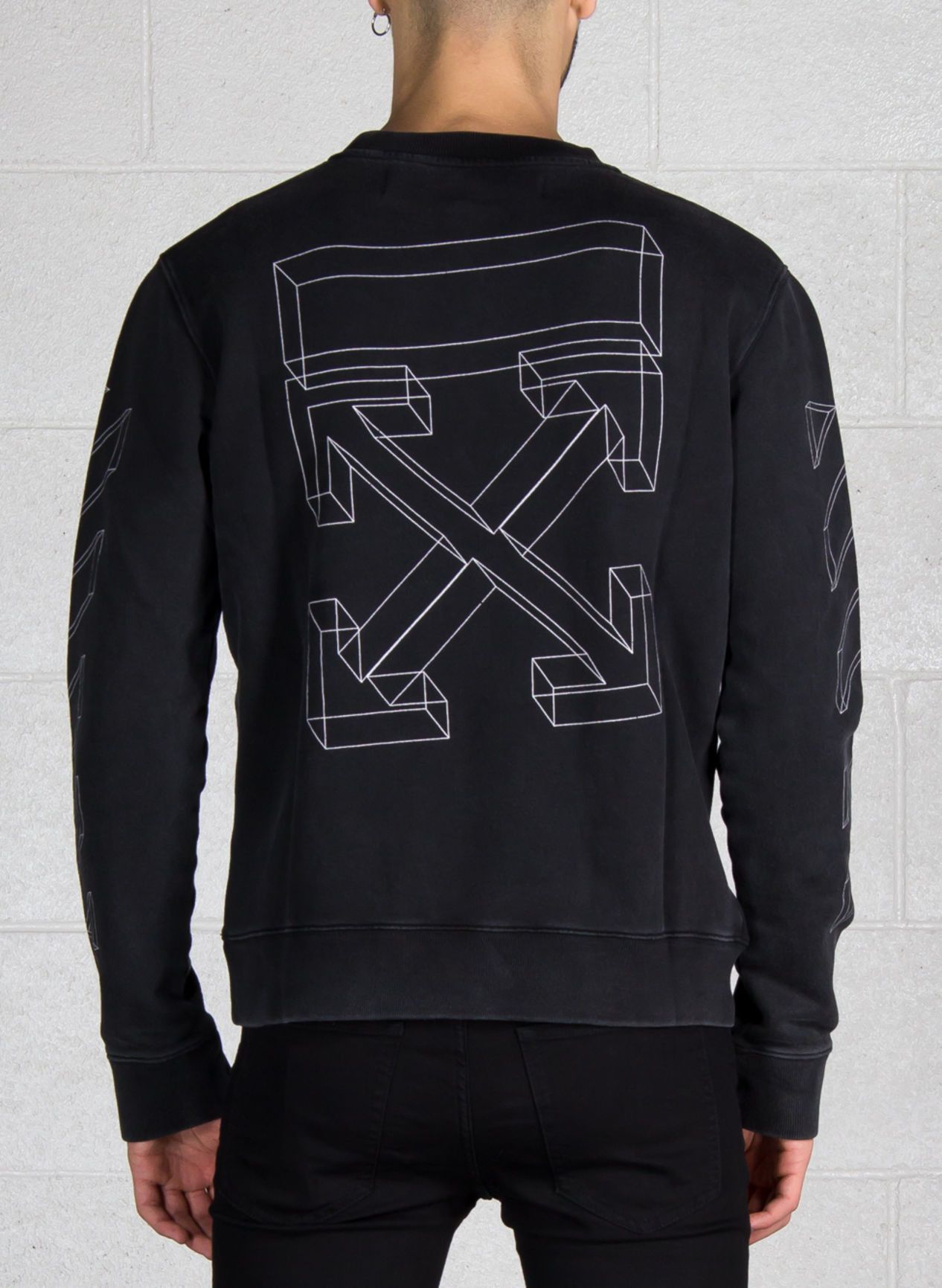 Off-White Washed Black 3D Line Diag Arrows Logo Sweatshirt Size US XXS / EU 40 - 2 Thumbnail