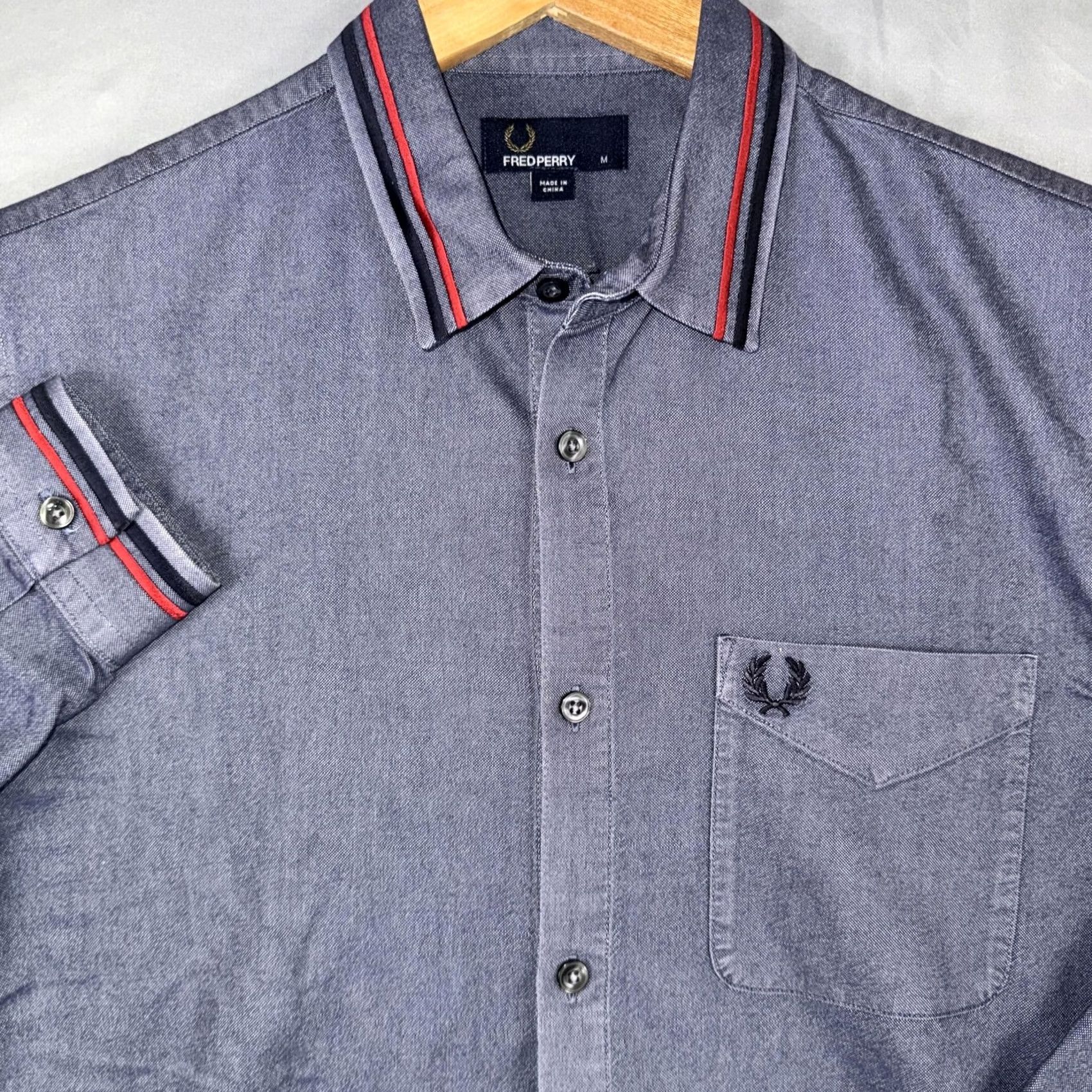 Fred Perry Fred Perry Shirt Mens M Blue Chambray Long Sleeve Button Front Casual Size US M / EU 48-50 / 2 - 7 Thumbnail