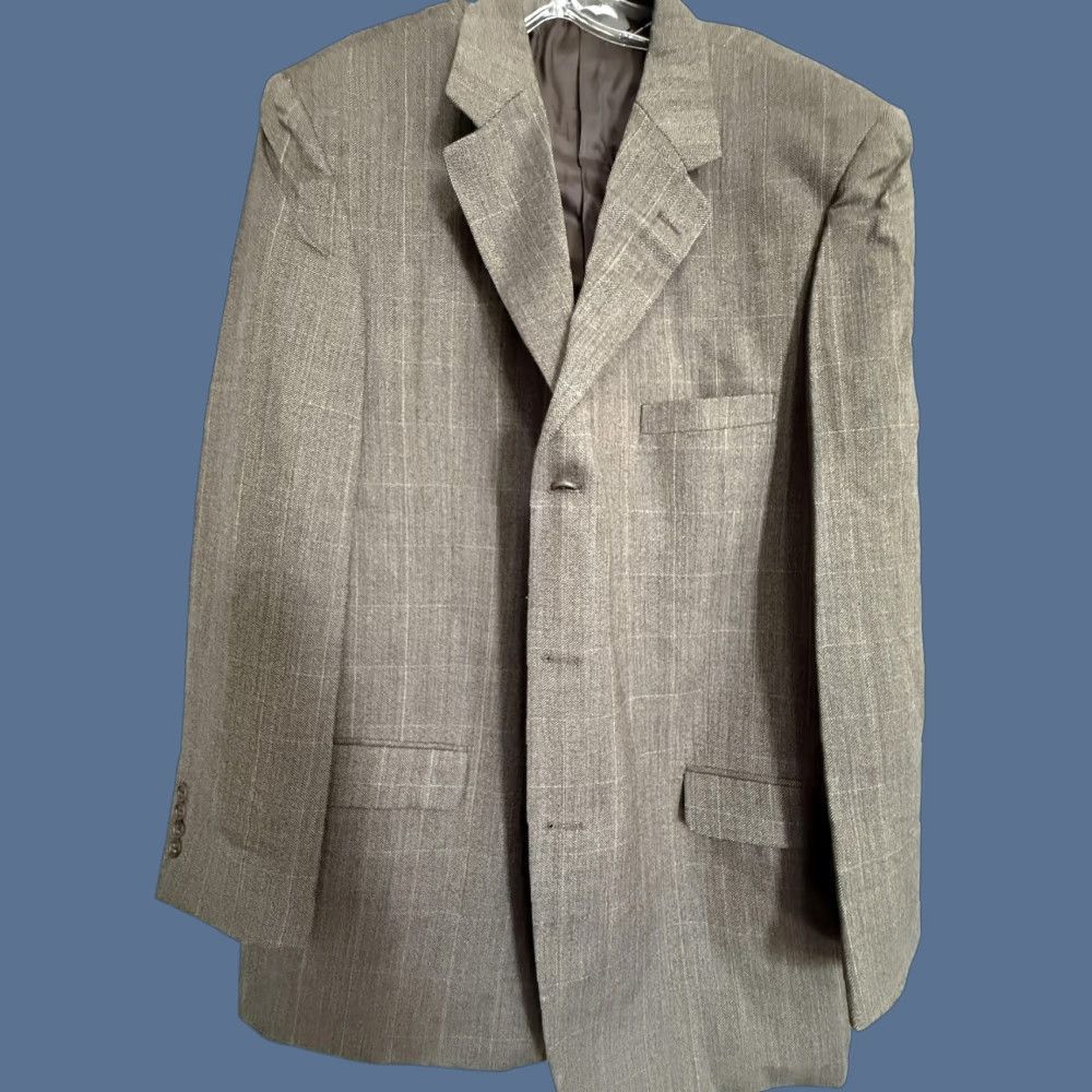 Linea Uomo Sport Coat Mens 48L Brown Wool Herringbone Tweed Long Jacket