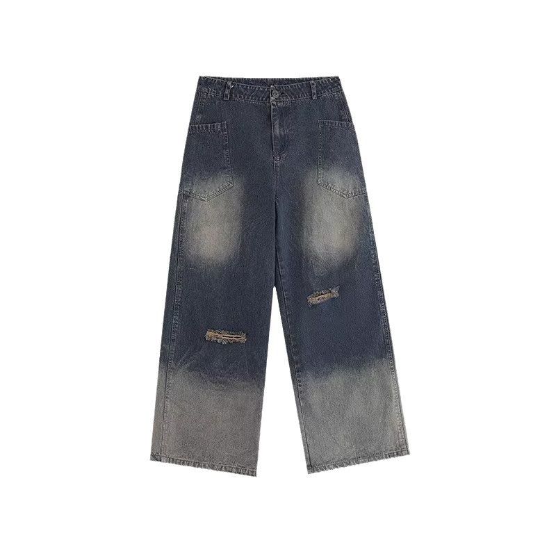 Japanese Brand × Jean Vintage high street wide leg ripped jeans Size US 32 / EU 48 - 5 Thumbnail
