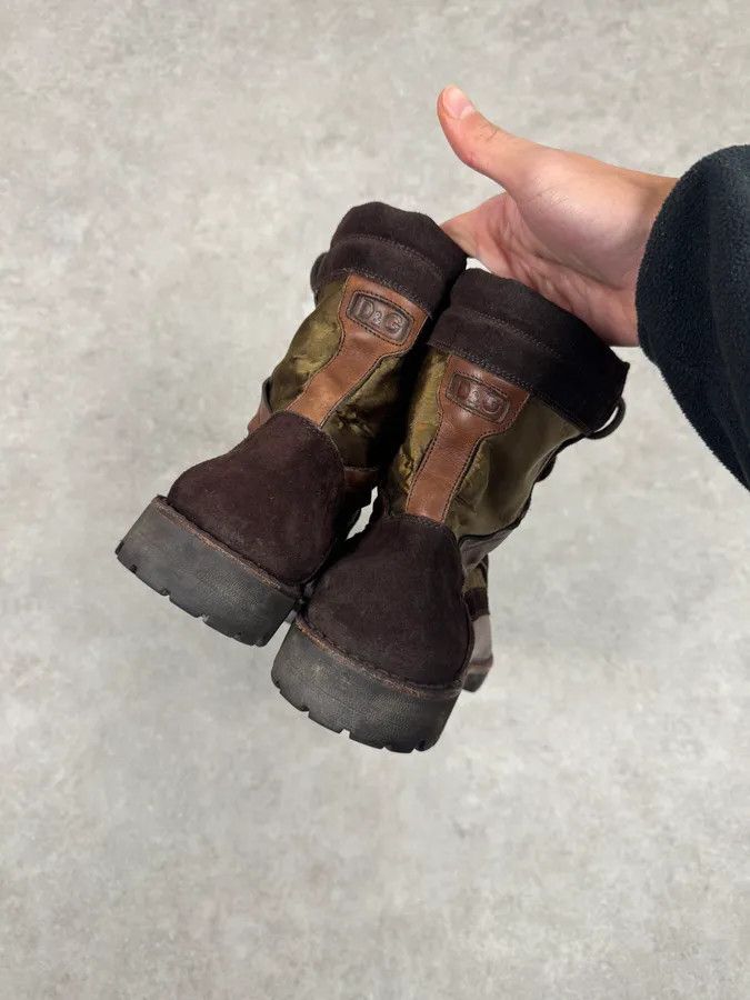Dolce & Gabbana 2000s Dolce & Gabbana Brown Leather & Olive High Boots Size US 9 / EU 42 - 5 Thumbnail