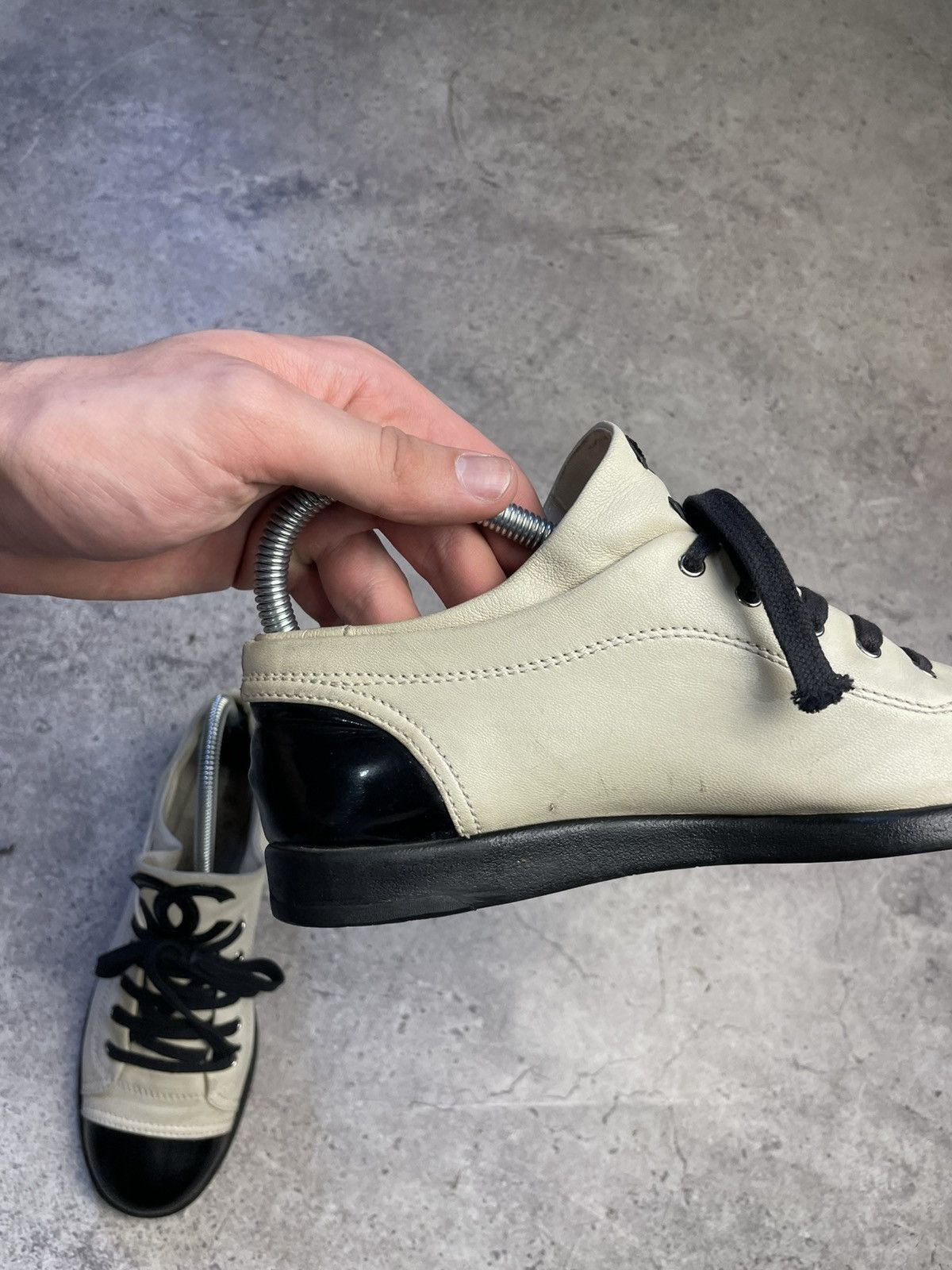 Chanel Chanel White Beige High Top Sneakers Size US 7 / IT 37 - 11 Thumbnail