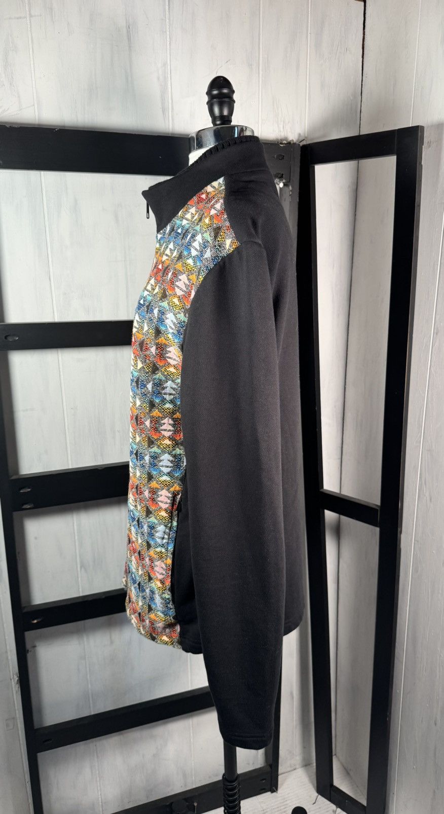 ato ATO Berlin Black 2 Front Zips Tribal Knit Sweatshirt Jacket Size XL / US 12-14 / IT 48-50 - 7 Thumbnail