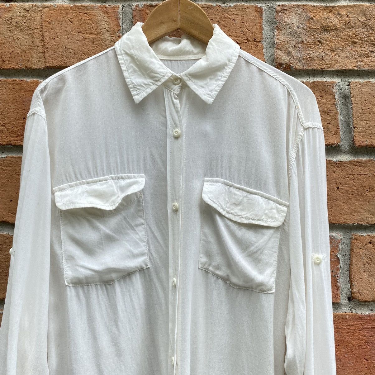 Japanese Brand G.O.A White Soft Long Sleeve Shirt Size US XL / EU 56 / 4 - 20 Thumbnail