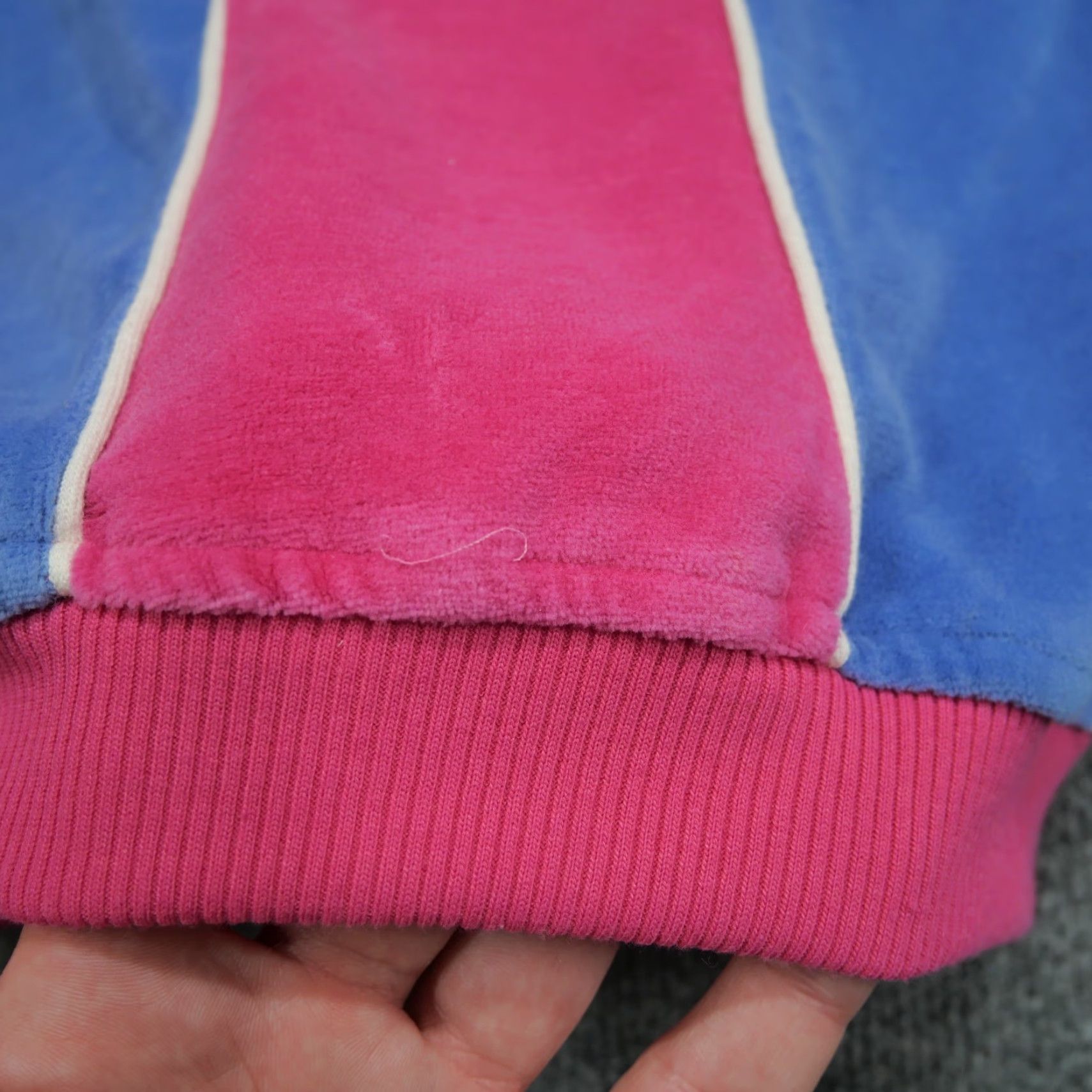 Velour VINTAGE Greenline Sports Sweatshirt Womens M Pullover Crew Neck Velour 90s Striped Pink Blue Cotton Blend Raglan Sleeve Size M / US 6-8 / IT 42-44 - 5 Thumbnail