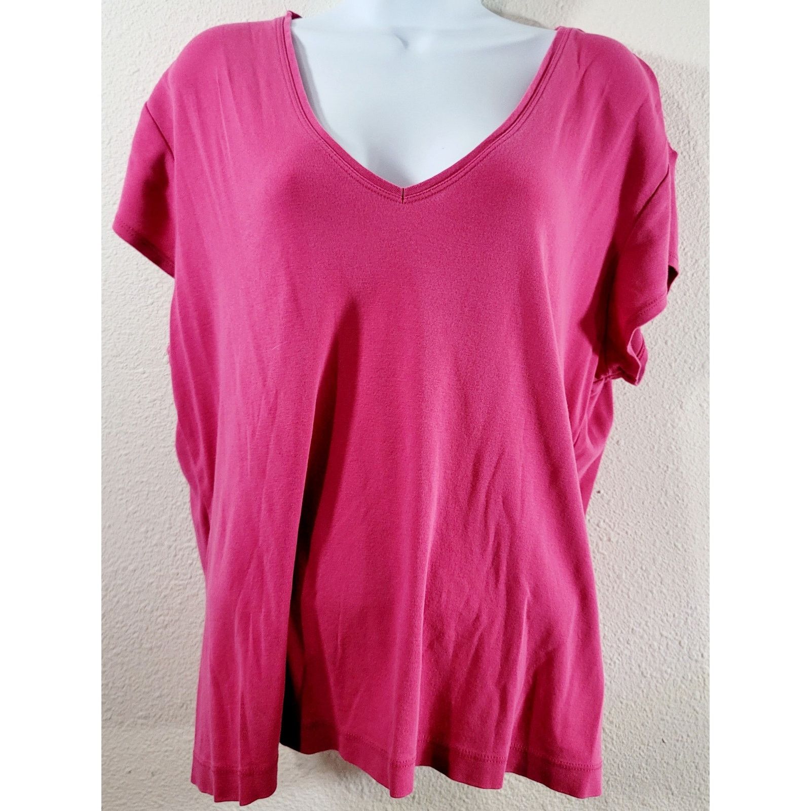 Chicos Chico's Pink V Neck Short Capped Sleeves Top 2 Large 12 14 Size L / US 10 / IT 46 - 1 Thumbnail
