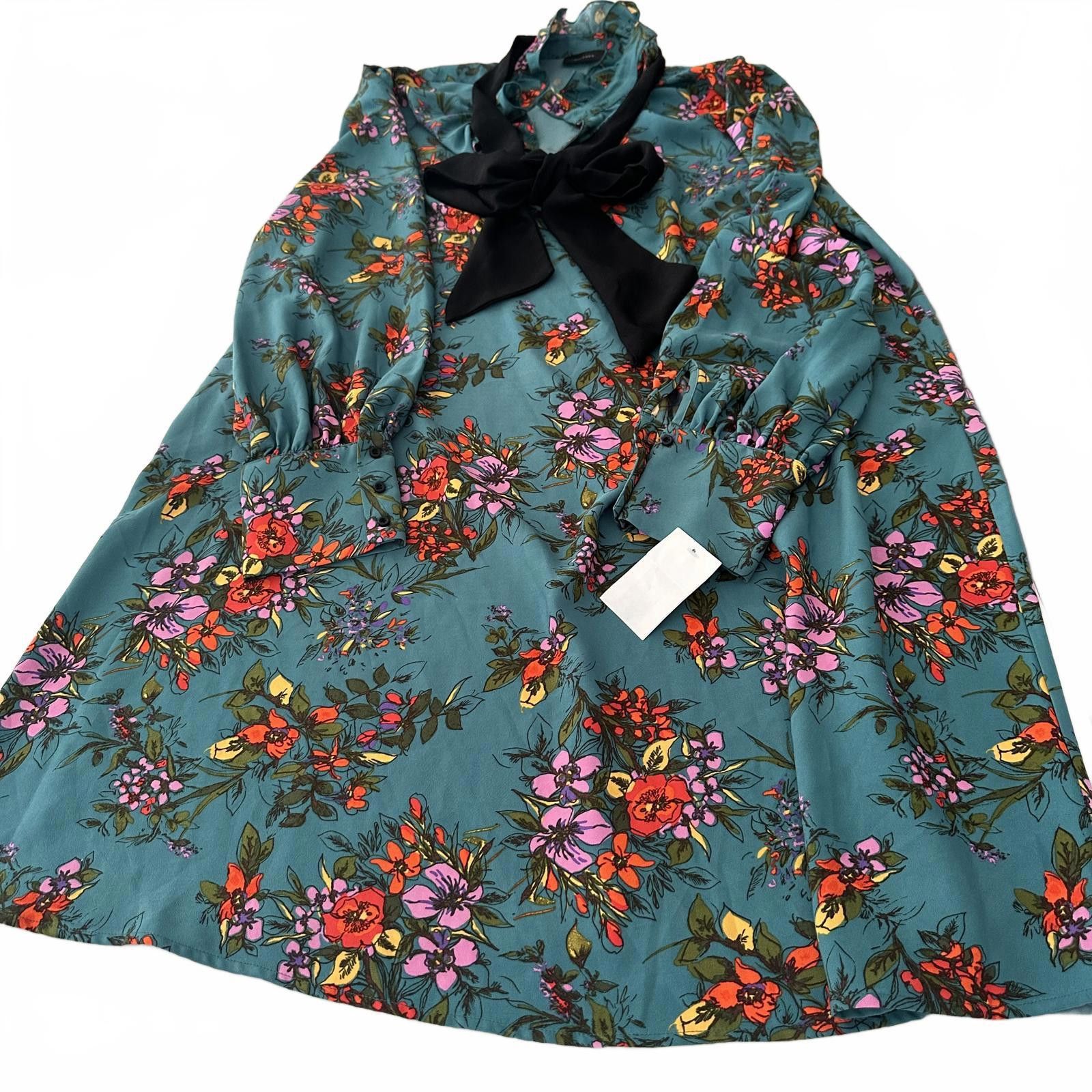 Designer Floral Print Dress with Bow Detail nwt Size XL / US 12-14 / IT 48-50 - 2 Thumbnail