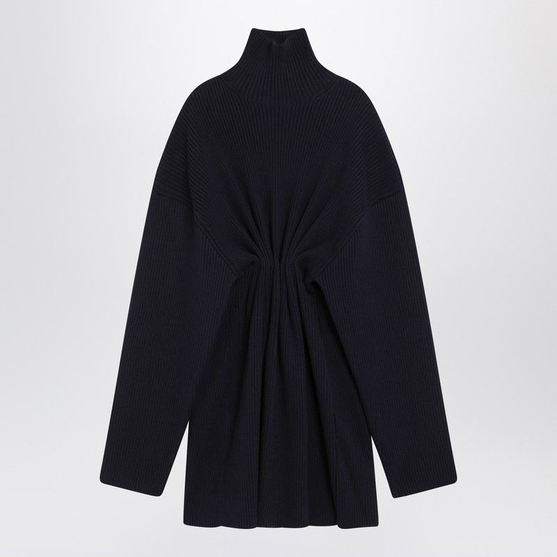 Balenciaga Balenciaga Pinched Navy Mini Dress In Wool And Cotton Size ONE SIZE - 1 Thumbnail