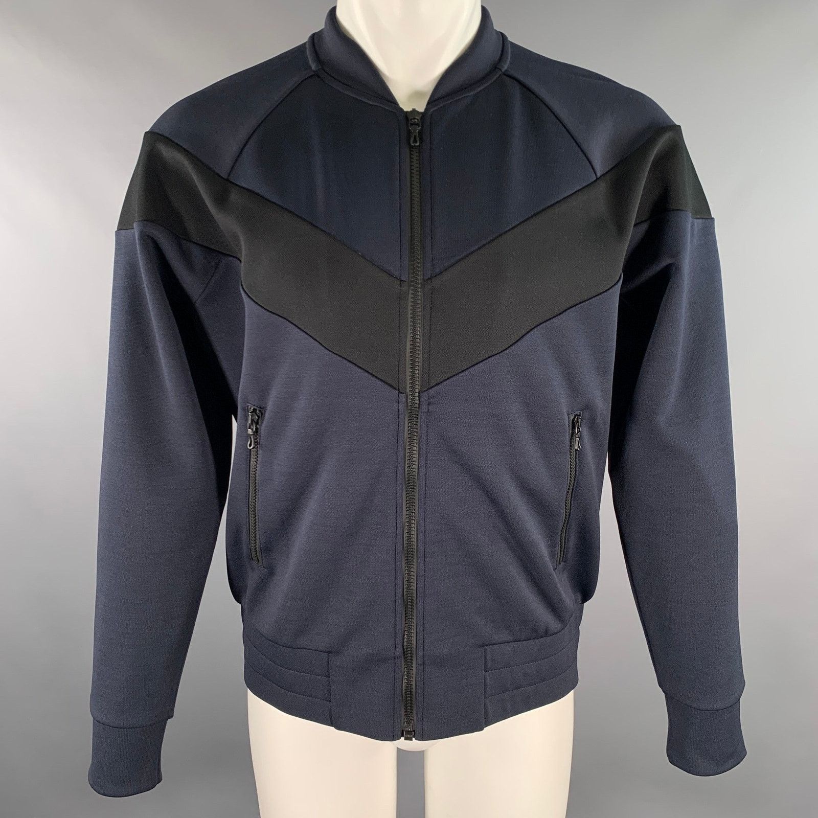 Rag & Bone RAG & BONE M Navy Black Color Block Polyester Zip Bomber Size US M / EU 48-50 / 2 - 1 Thumbnail