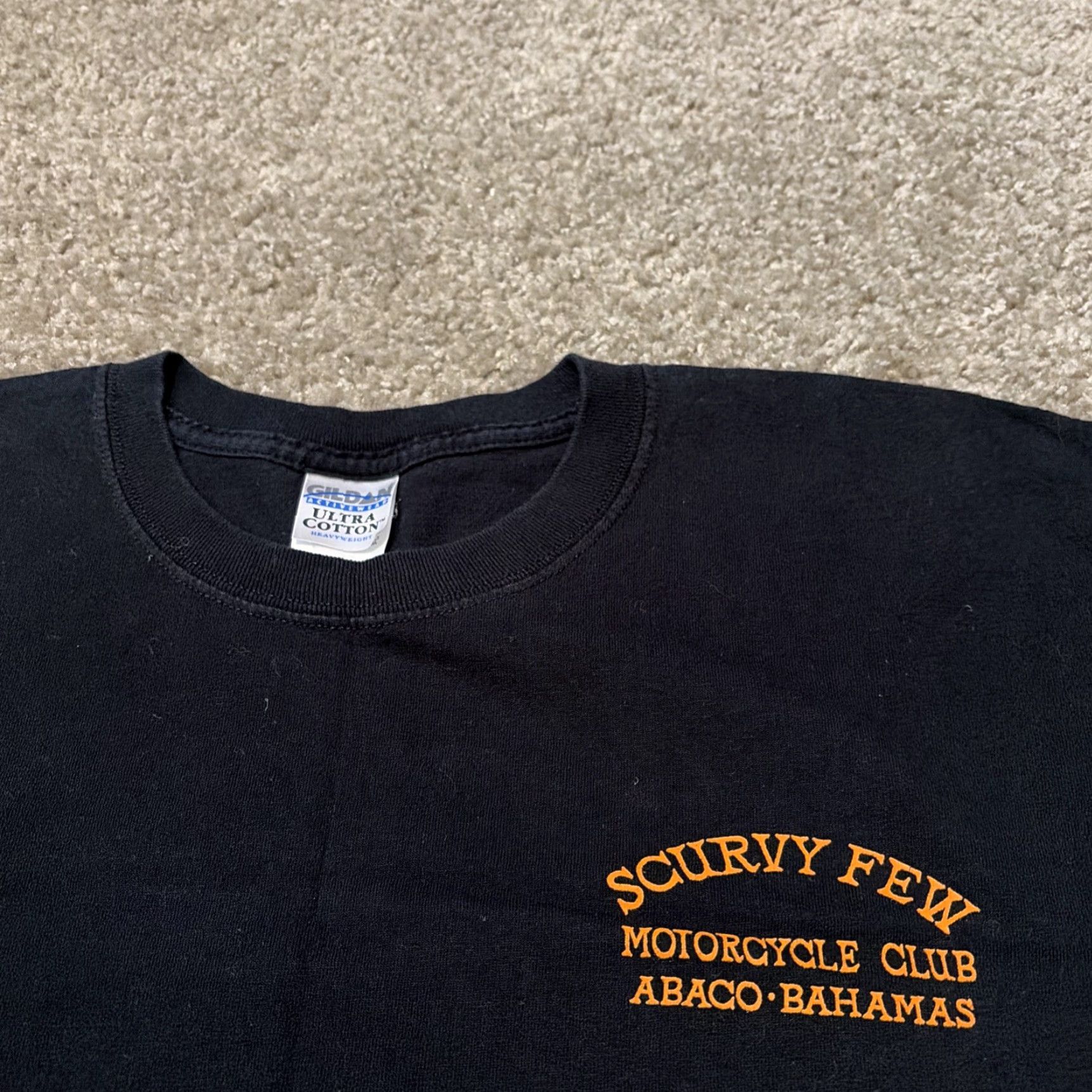 Gildan VINTAGE Scurvy Few Motorcycle Crew Biker Black T-Shirt 2XL Double Sided Bahamas Size US XXL / EU 58 / 5 - 4 Thumbnail
