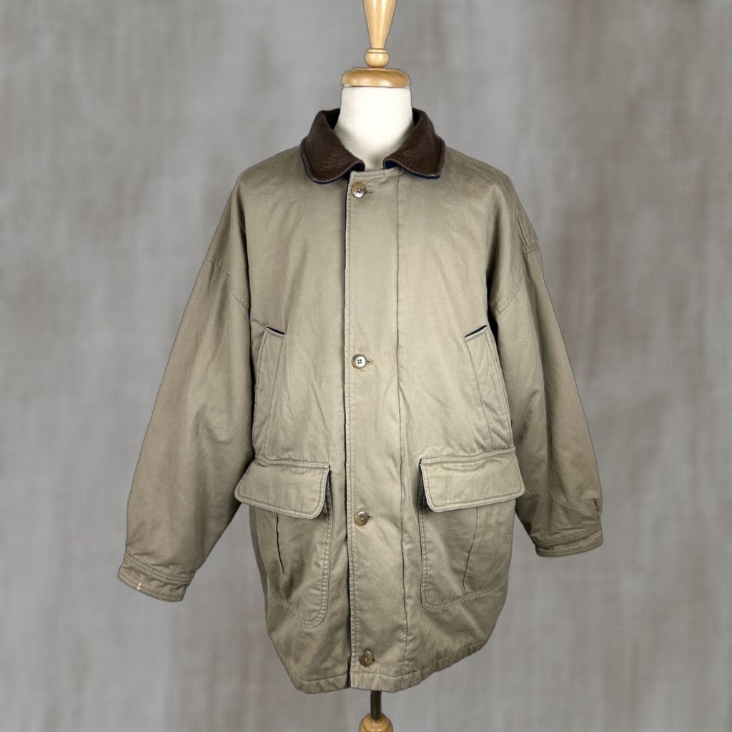 Vintage VINTAGE L.L.Bean Barn Coat Jacket Men XL Chore Brown Leather Collar 90s Insulated Overcoat Size US XL / EU 56 / 4 - 1 Thumbnail
