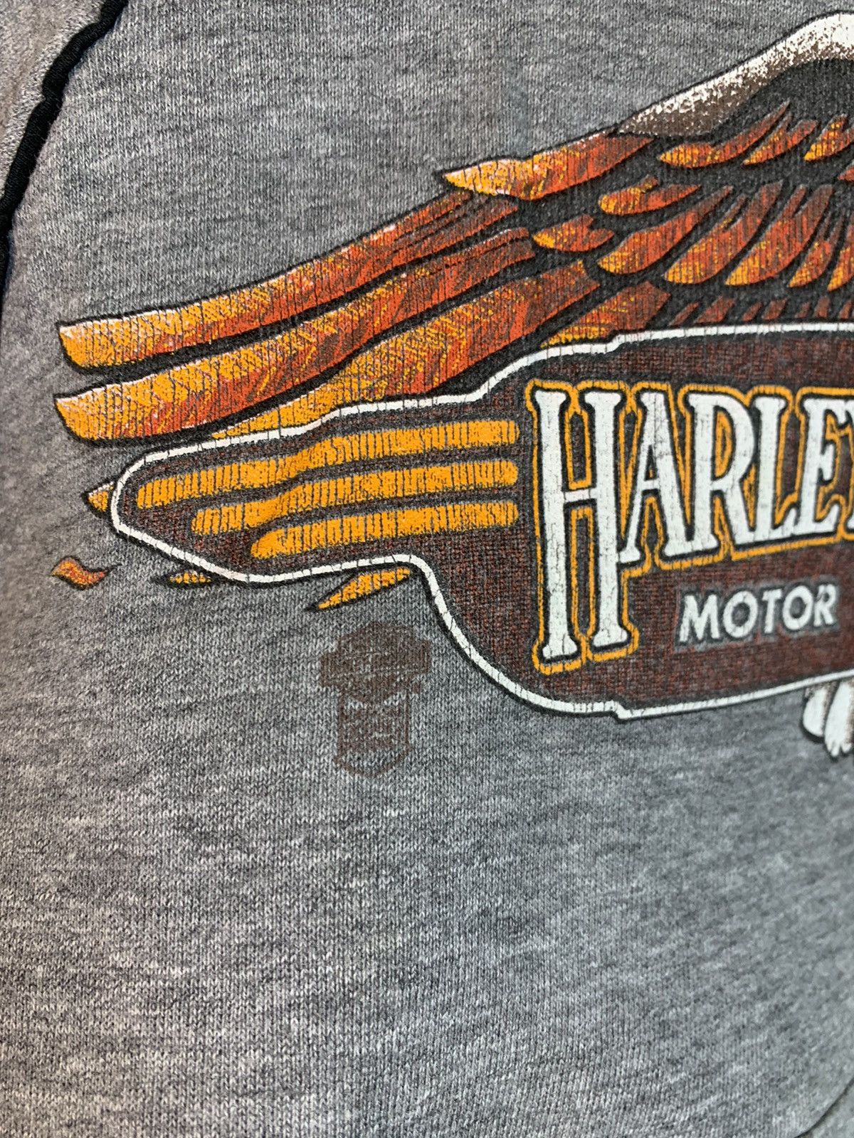 Harley Davidson × Vintage *RARE* Vintage 1970s Harley Davidson USA-Made Raglan Hoodie Size US L / EU 52-54 / 3 - 6 Thumbnail