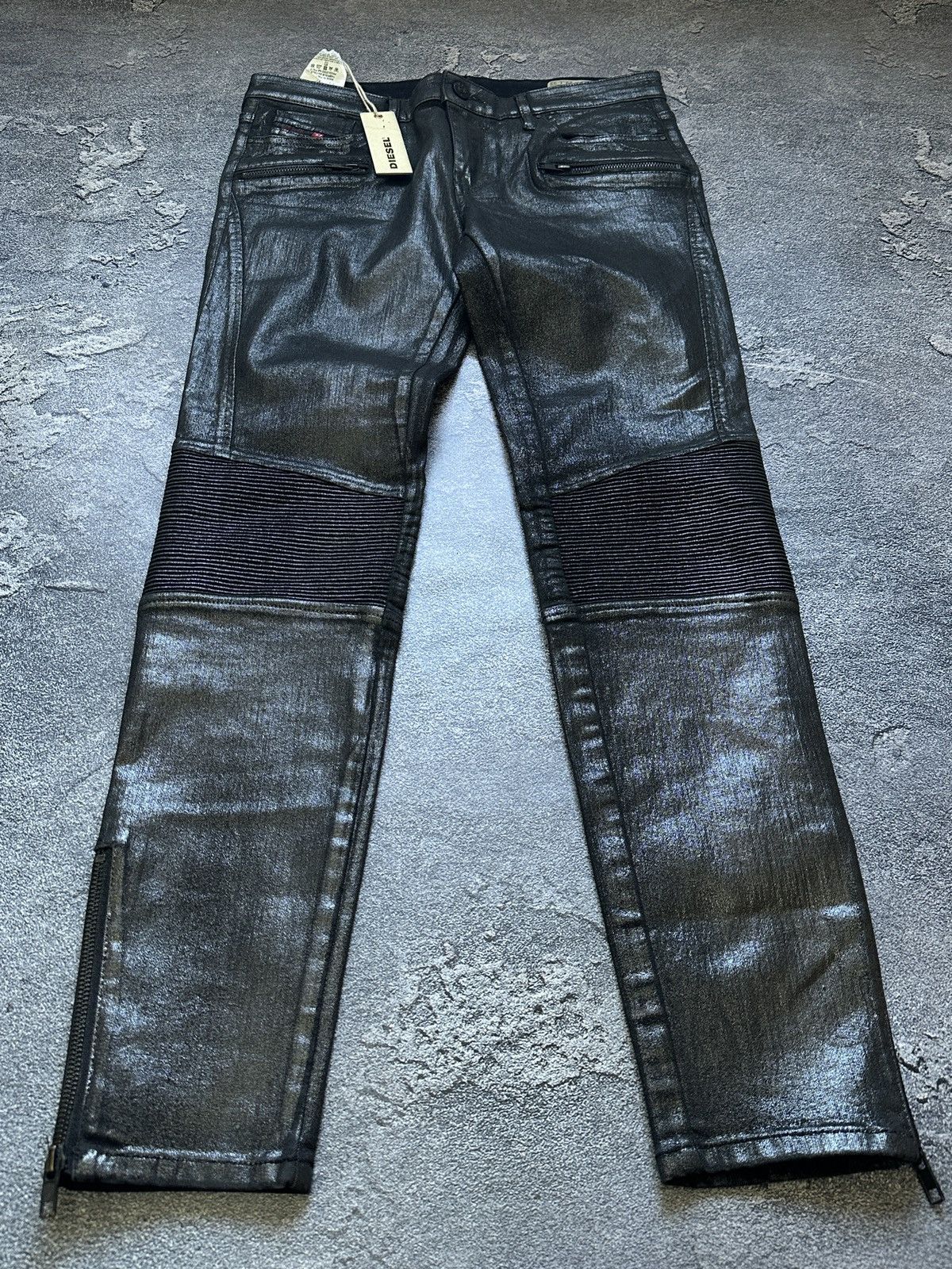Diesel Diesel Jeans Biker Style Stretch Super Slim-Skinny Black Size 29" - 5 Thumbnail