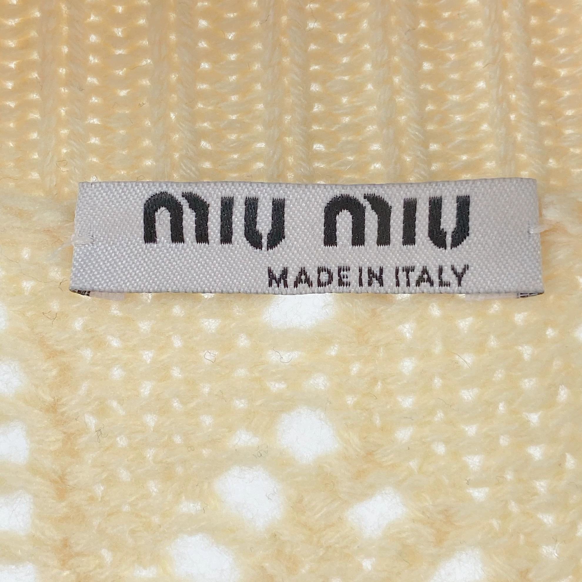 Miu Miu MIU MIU Heavy Crystal Yellow Knit Cardi Women's 40 Size S / US 4 / IT 40 - 7 Thumbnail